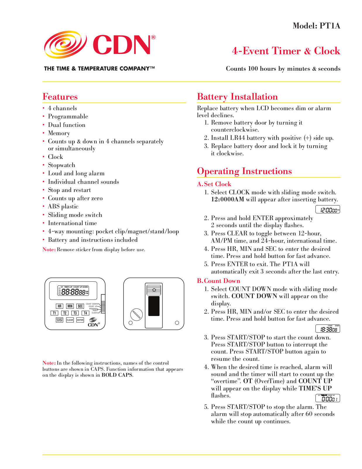 CDN PT1A User Manual