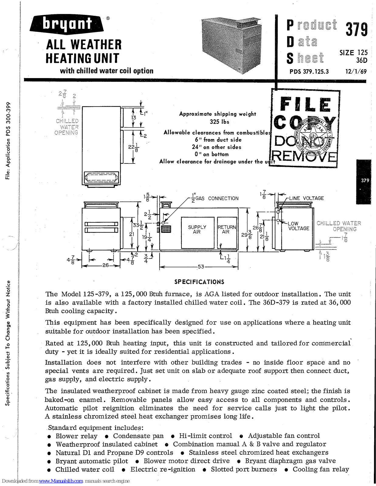 Bryant 125-379, 36D-379 Product Data Sheet