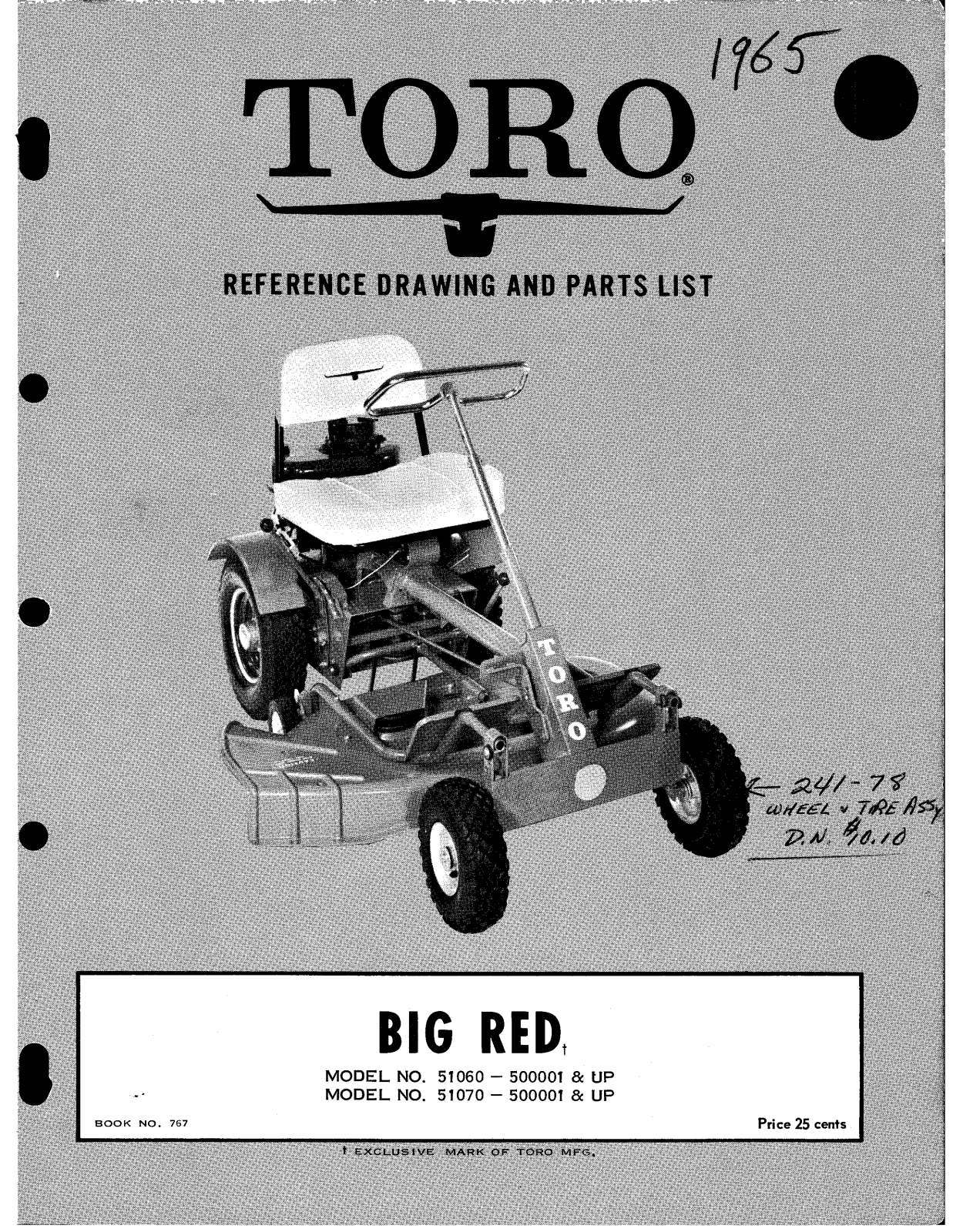 Toro 51060, 51070 Parts list