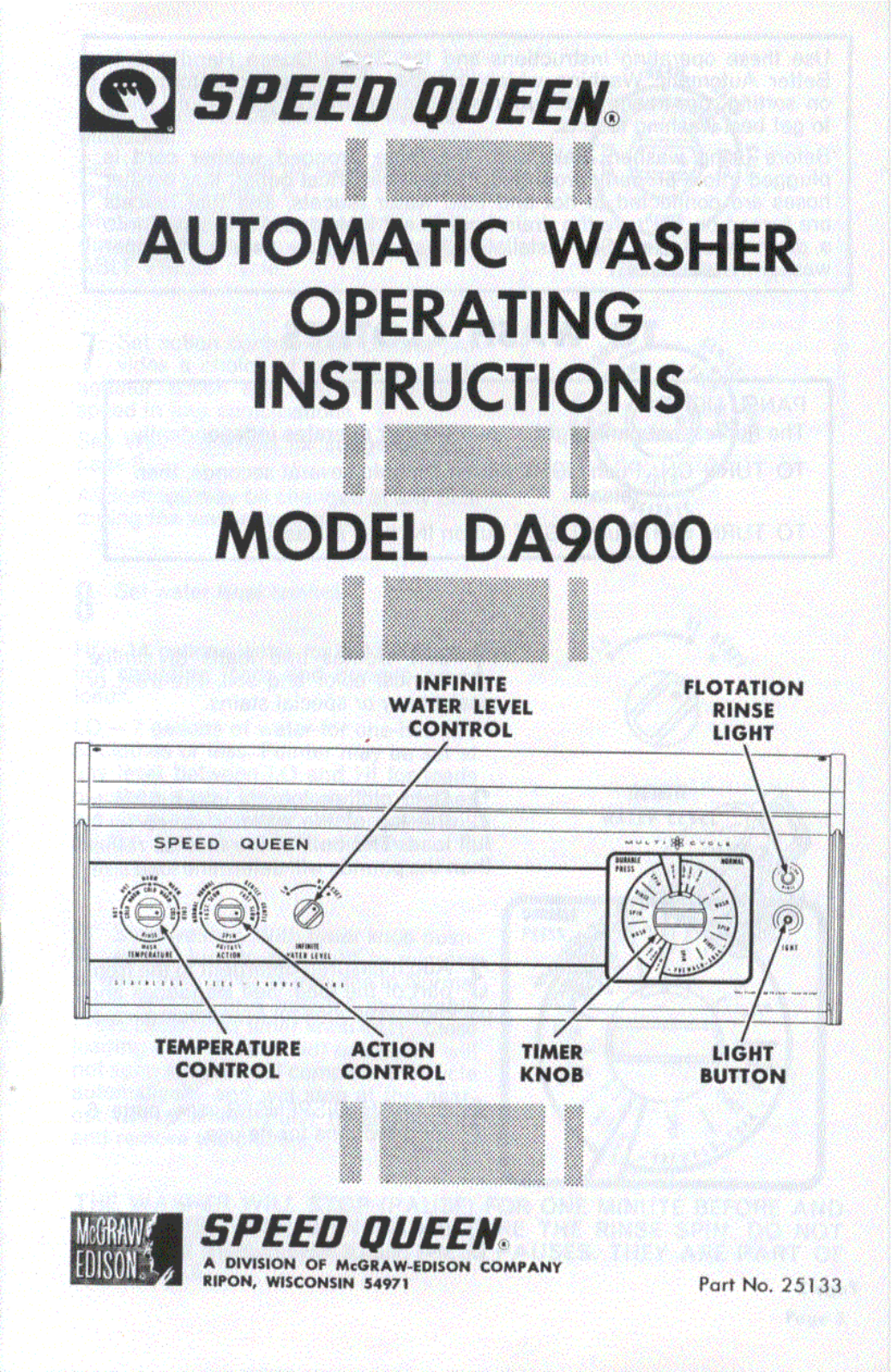 Speed Queen DA9000 Owner's Manual