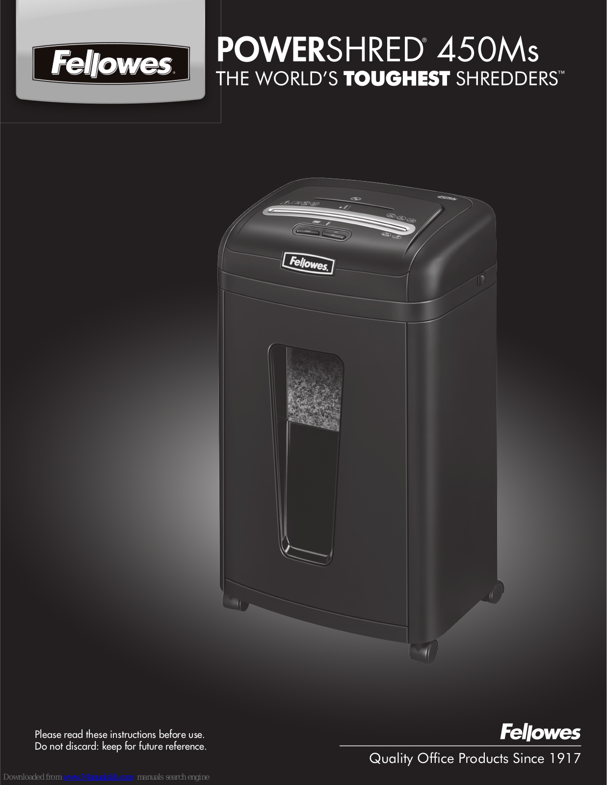 Fellowes POWERSHRED 450Ms User Manual - ManualMachine.com
