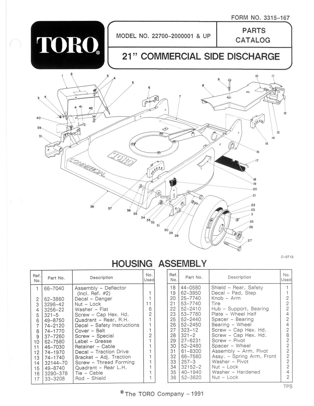 Toro 22700 Parts Catalogue