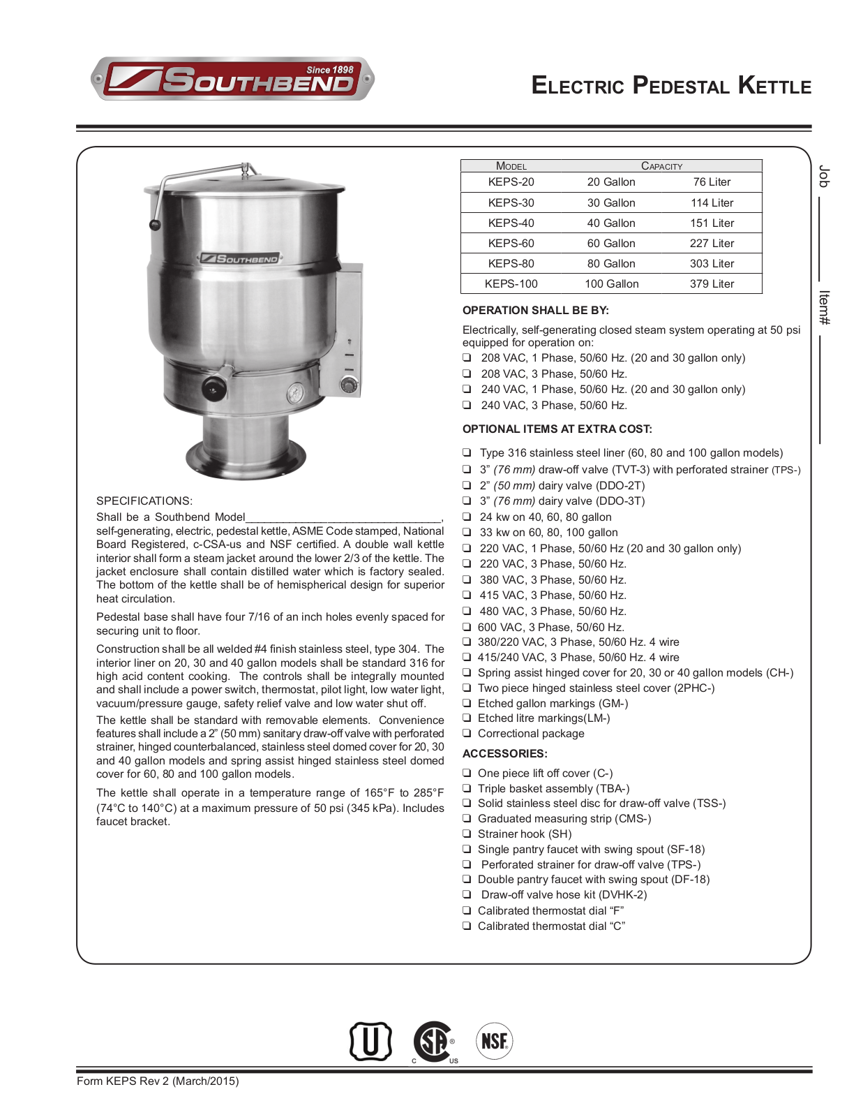 Southbend KEPS-100 User Manual