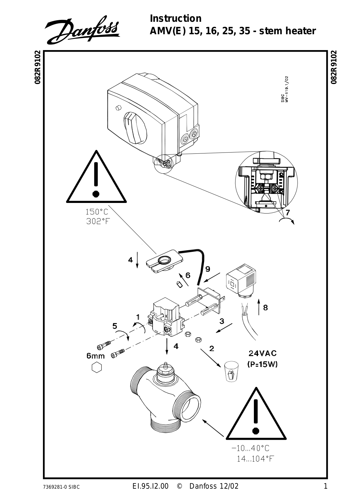 Danfoss AMV(E) 15, AMV(E) 16, AMV(E) 25, AMV(E) 35 Installation guide