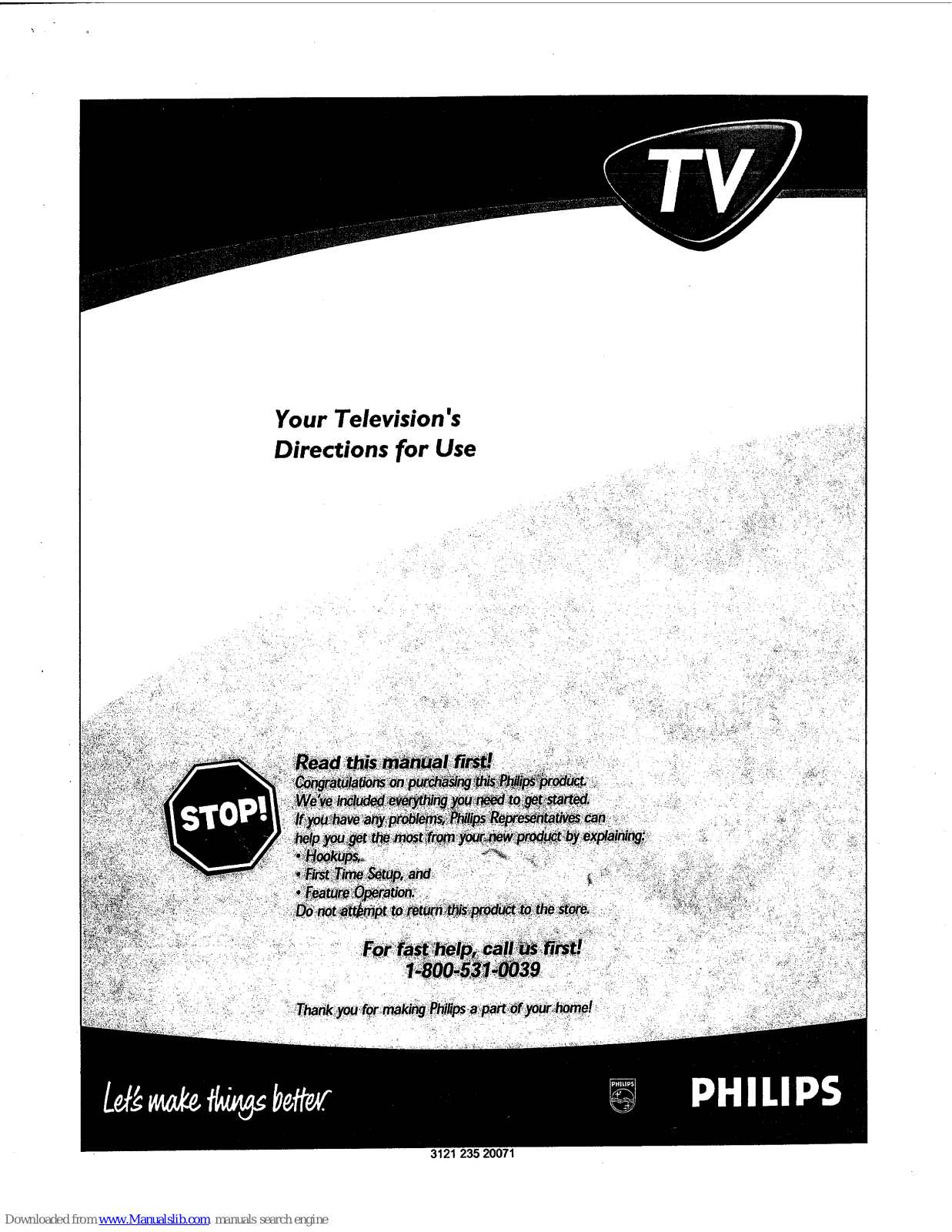 Philips 19-STEREO CTV W-REMOTE CONT-CHARCOAL-19PS50S, 19-STEREO CTV W-REMOTE CONT-CHARCOAL-19PS50S99, 19PS50S99 Directions For Use Manual