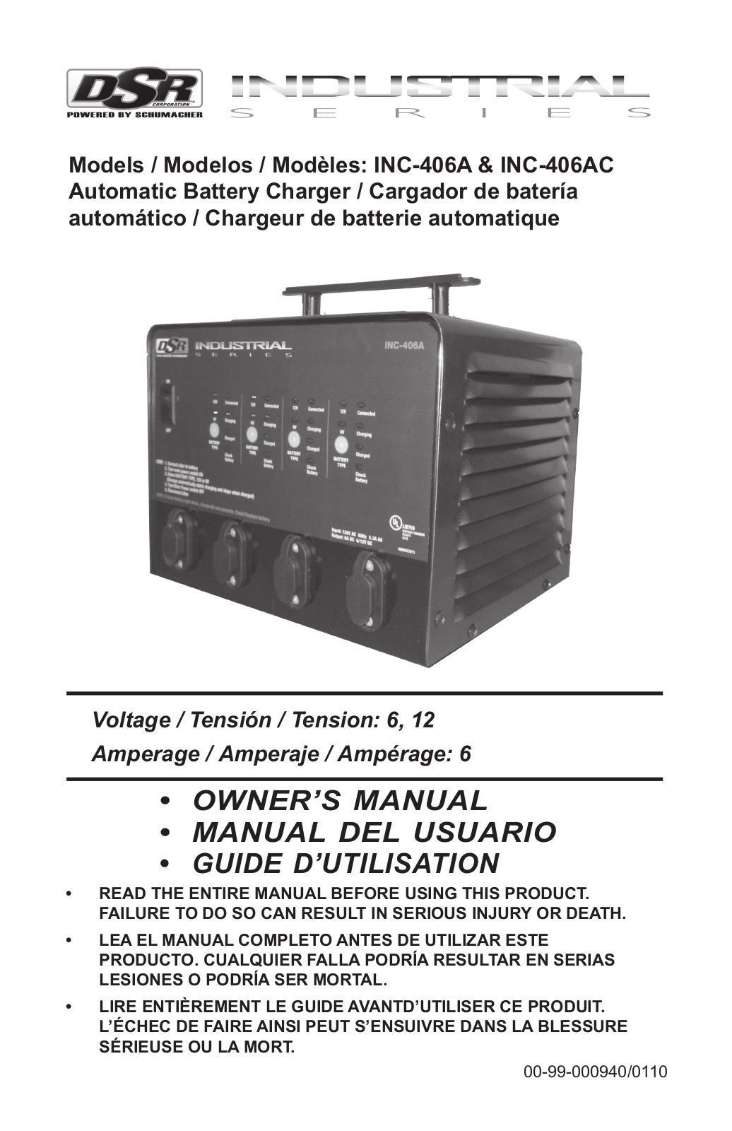 Schumacher INC-406AC, 00-99-000940-0110, INC-406A, 94080043 User Manual