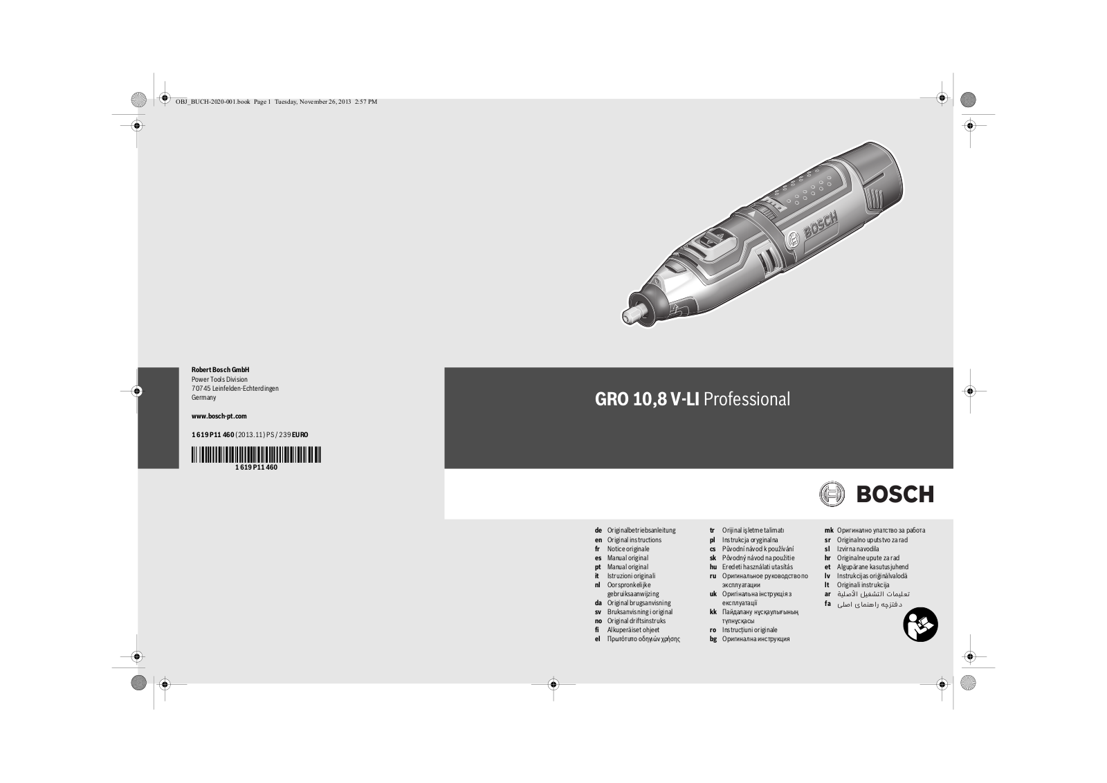 Bosch GRO 10.8 V-LI Professional User guide