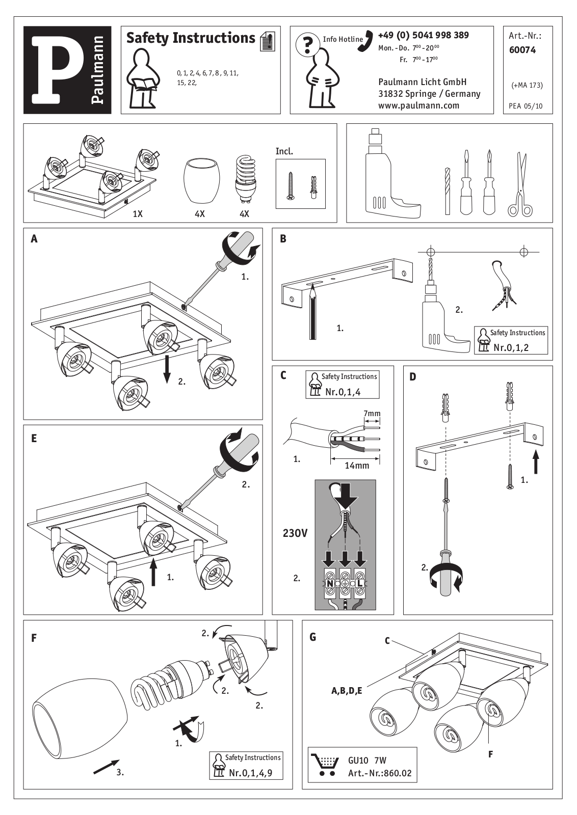 Paulmann 60074 Safety instructions - ManualMachine.com