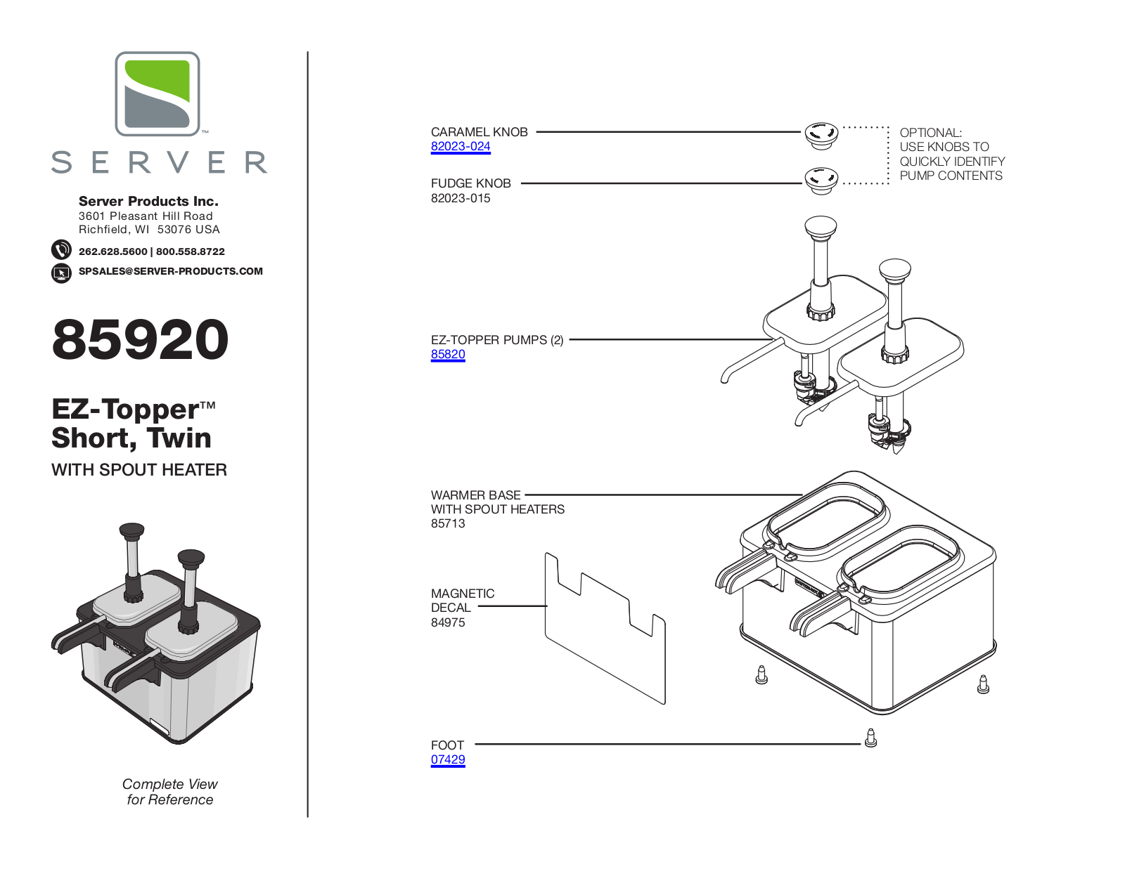 Server 85920 Parts List