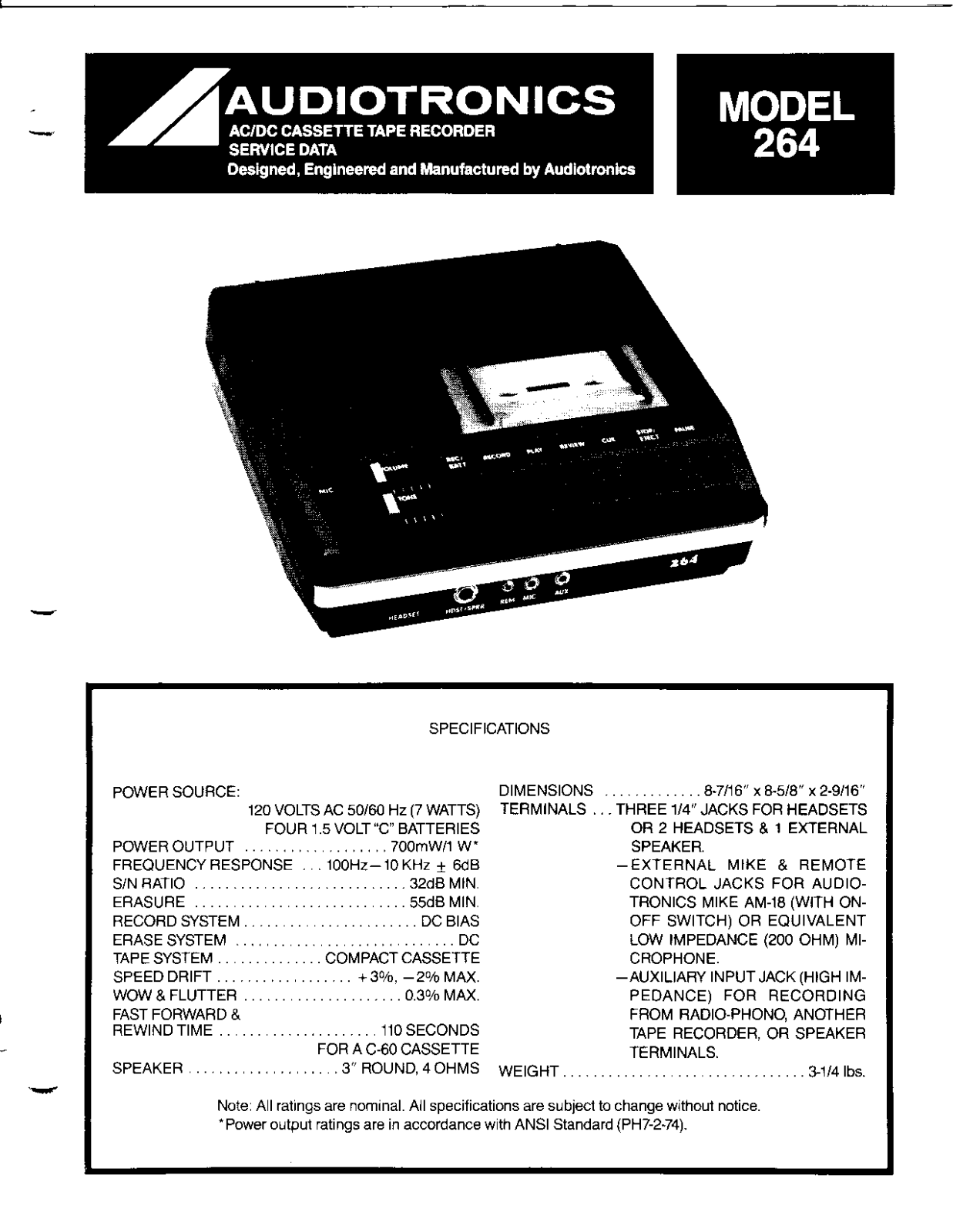 Audiotronics 264 User Manual - ManualMachine.com
