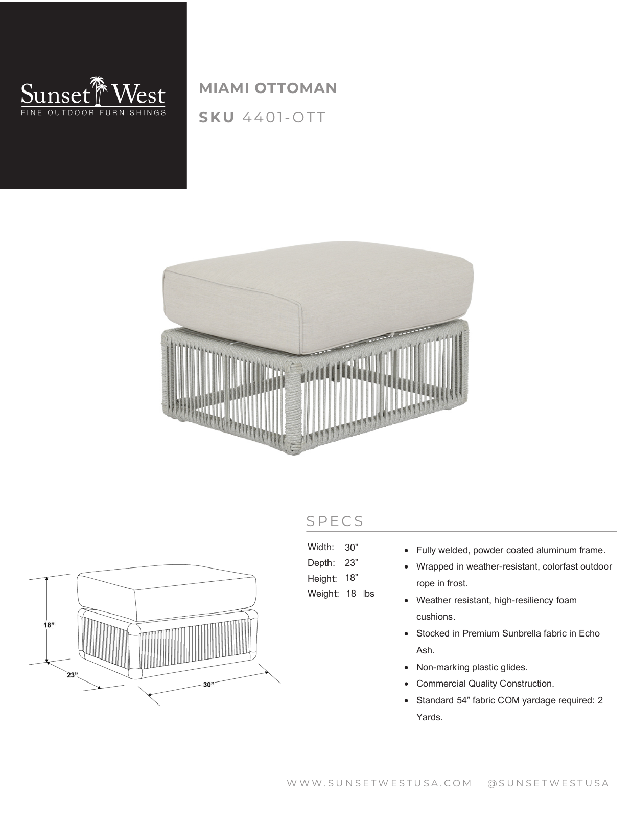 Sunset West XSW1689 Specifications - ManualMachine.com