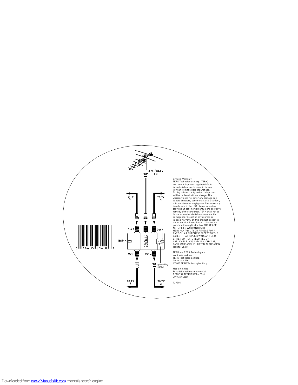 TERK Technologies BSP-4 Connections & Warranty