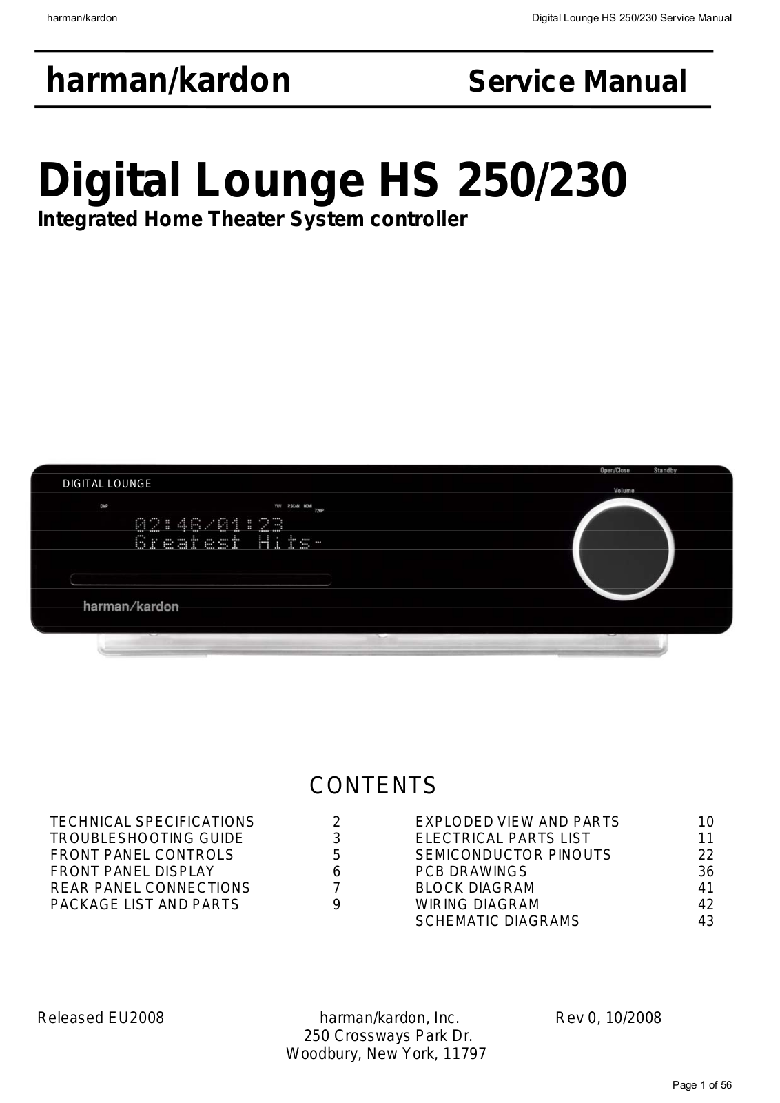 Harman Kardon HS-250-230, Digital-Lounge-HS350, Digital-Lounge-HS250 Service Manual