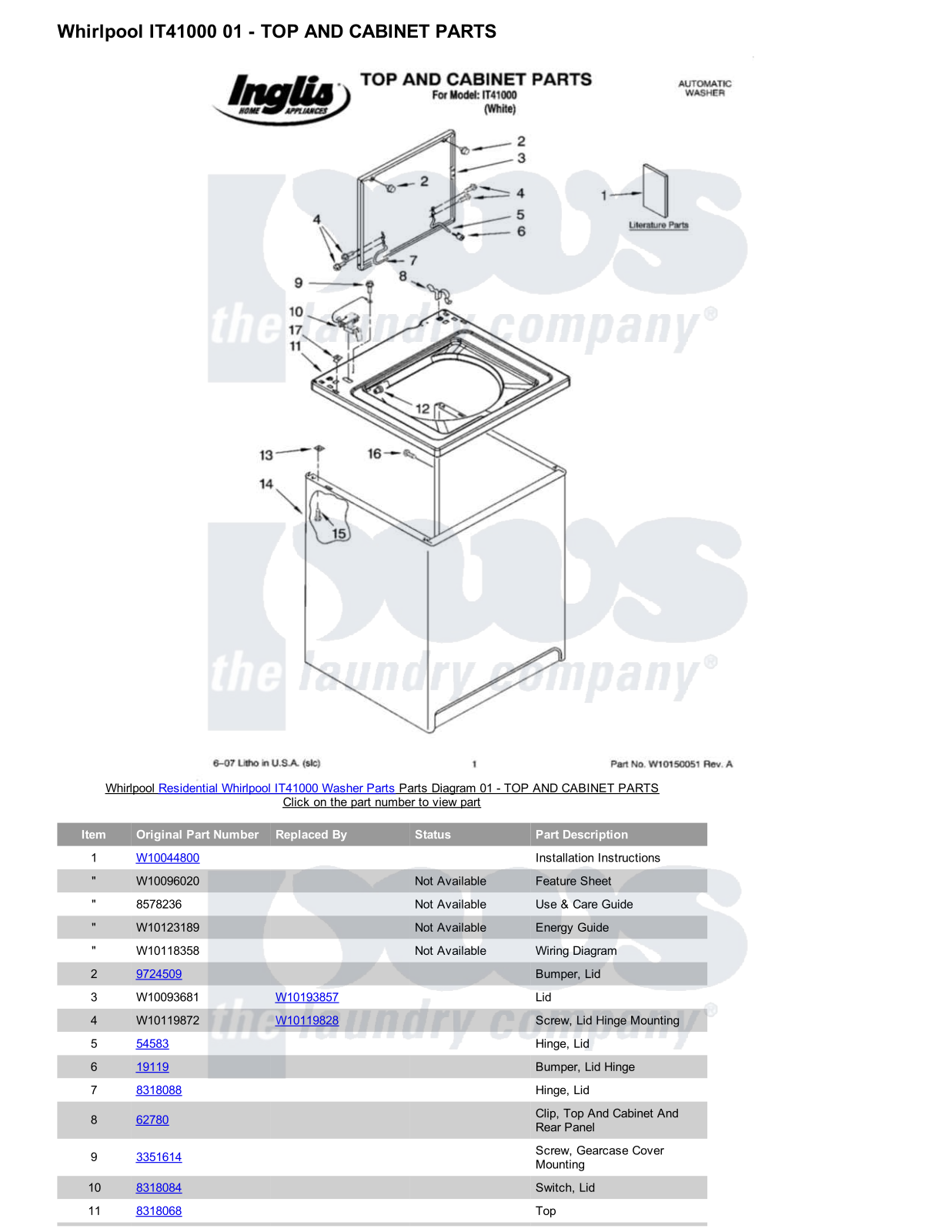 Whirlpool IT41000 Parts Diagram