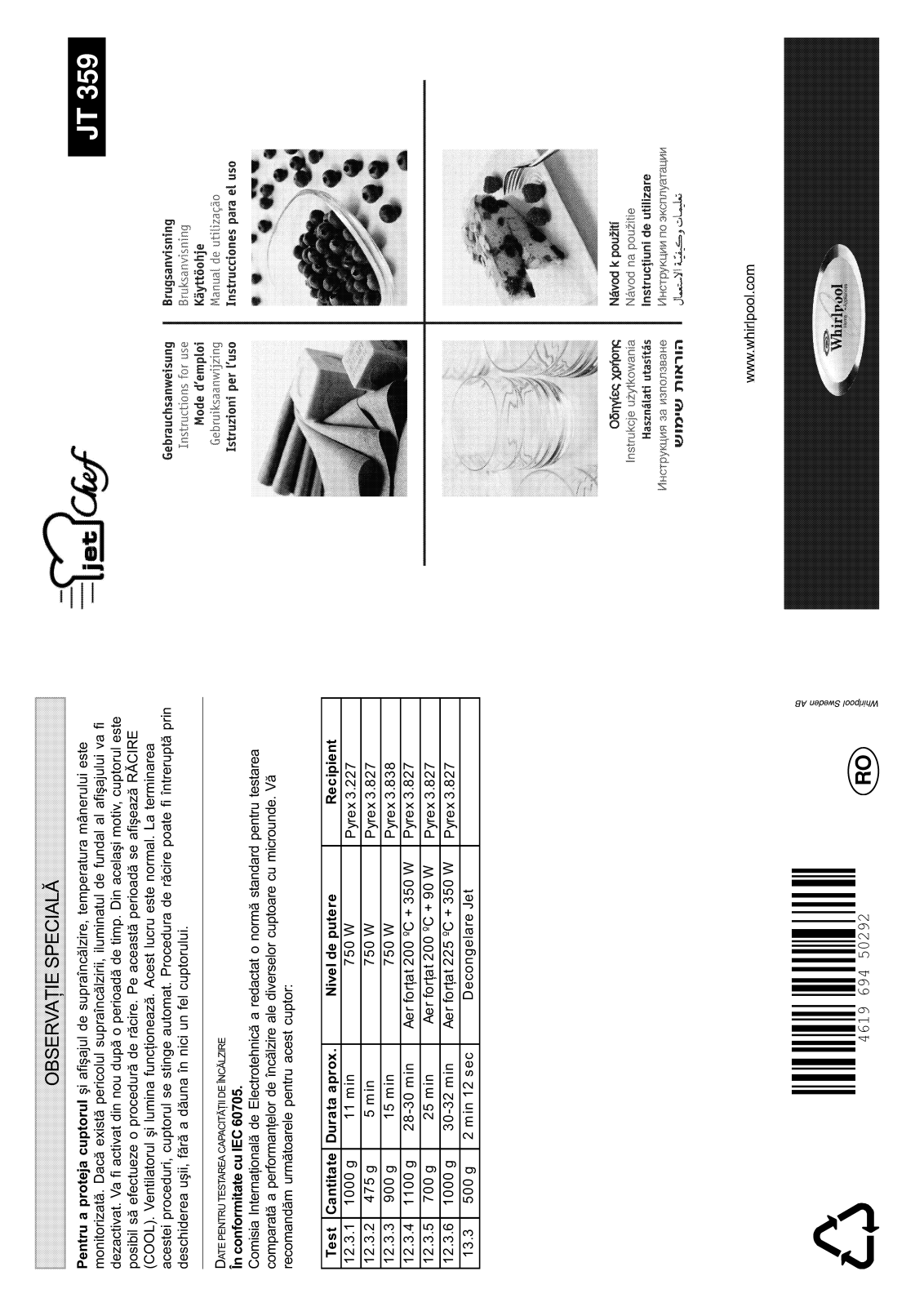 Whirlpool JT 359 black User Manual