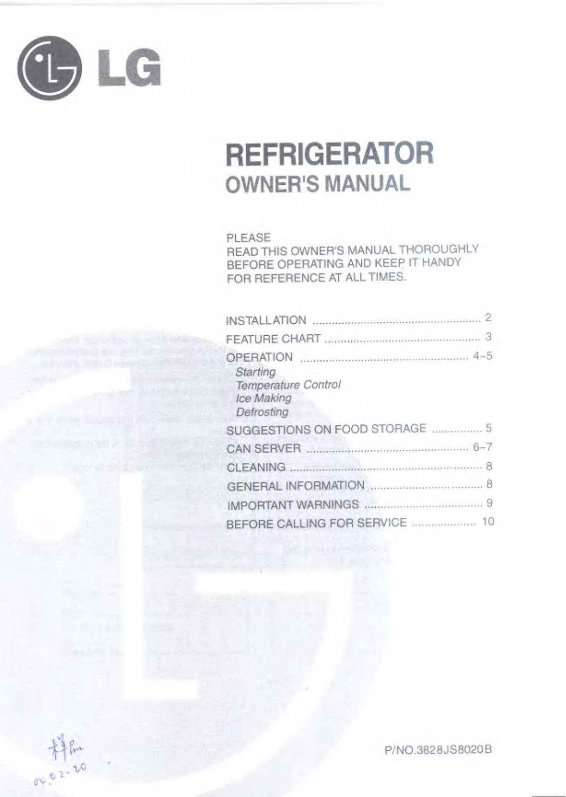 LG GC-151SVNA Owner’s Manual