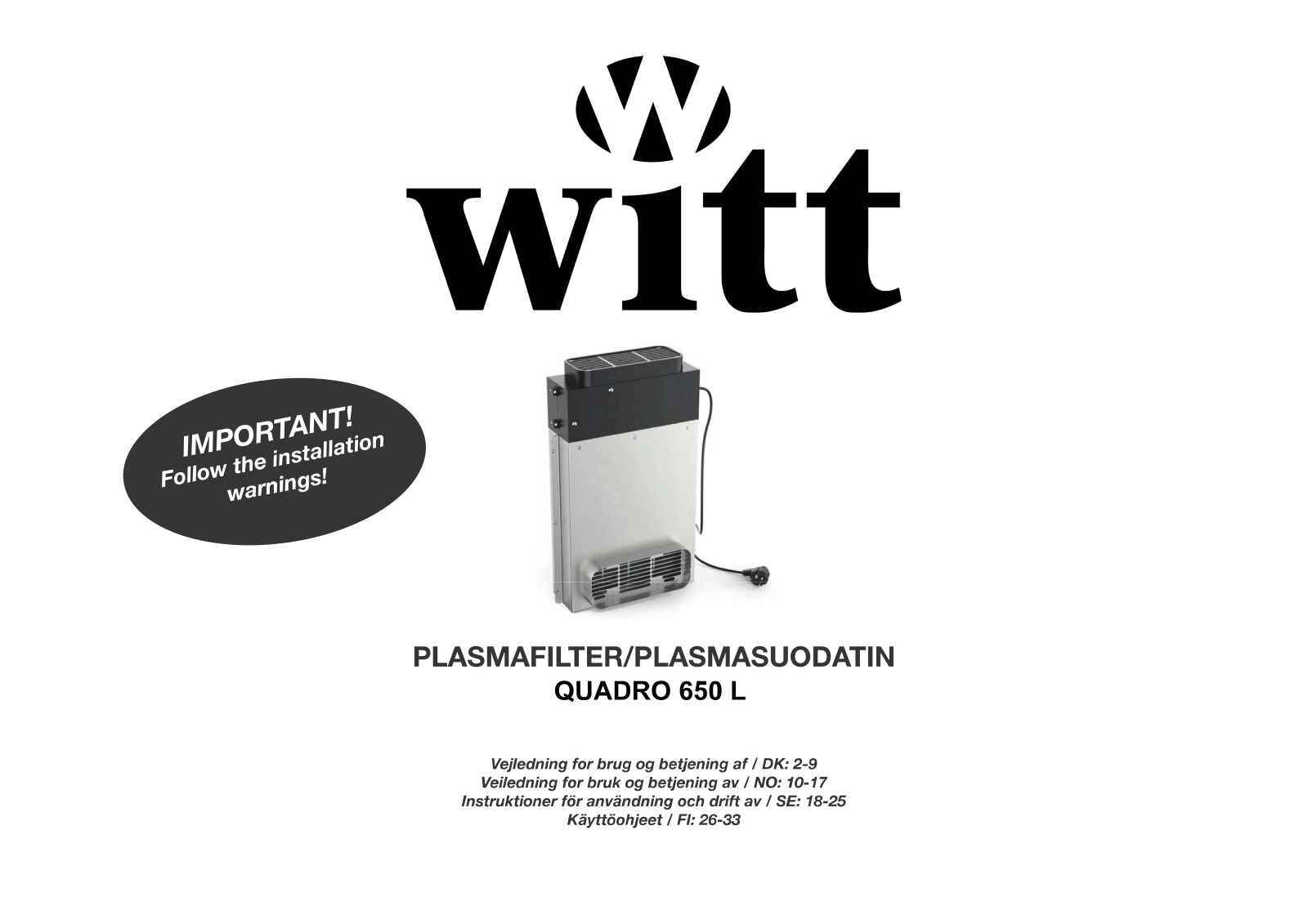 Witt QUADRO 650 L User guide - ManualMachine.com