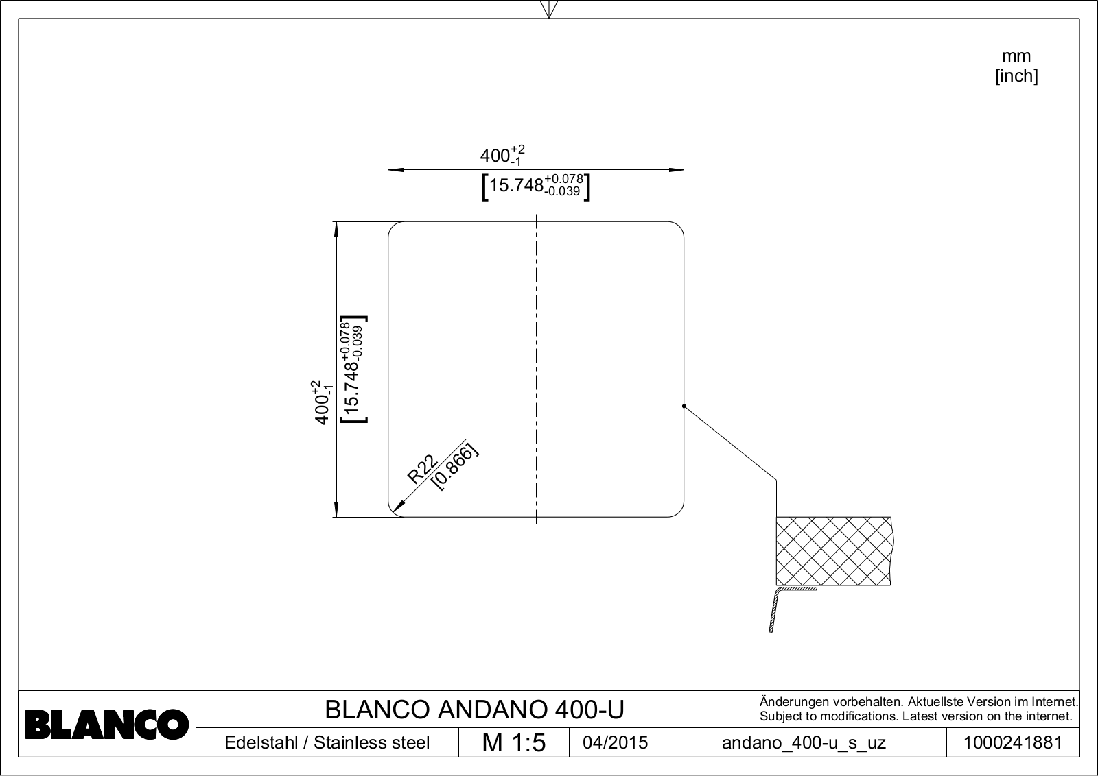 Blanco ANDANO 400-U User guide