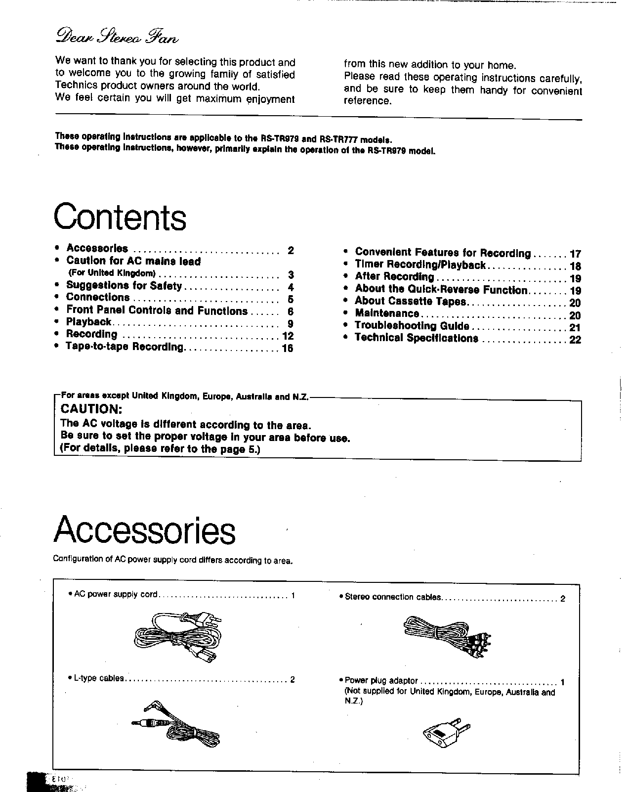 979 englisch  Copy Technics  Bedienungsanleitung user manual  für RS TR 777 