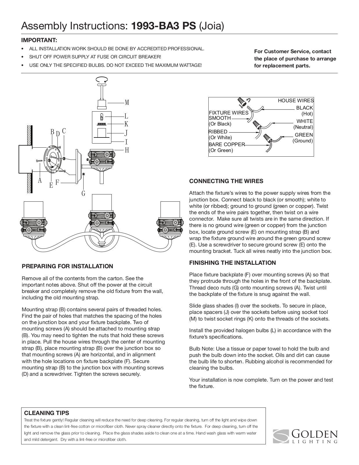 Golden Lighting 1993-BA3 PS User Manual