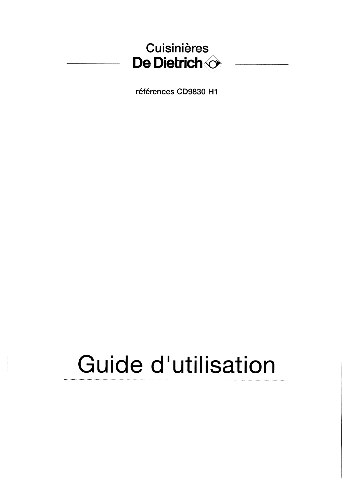 De dietrich CD9830H1 User Manual