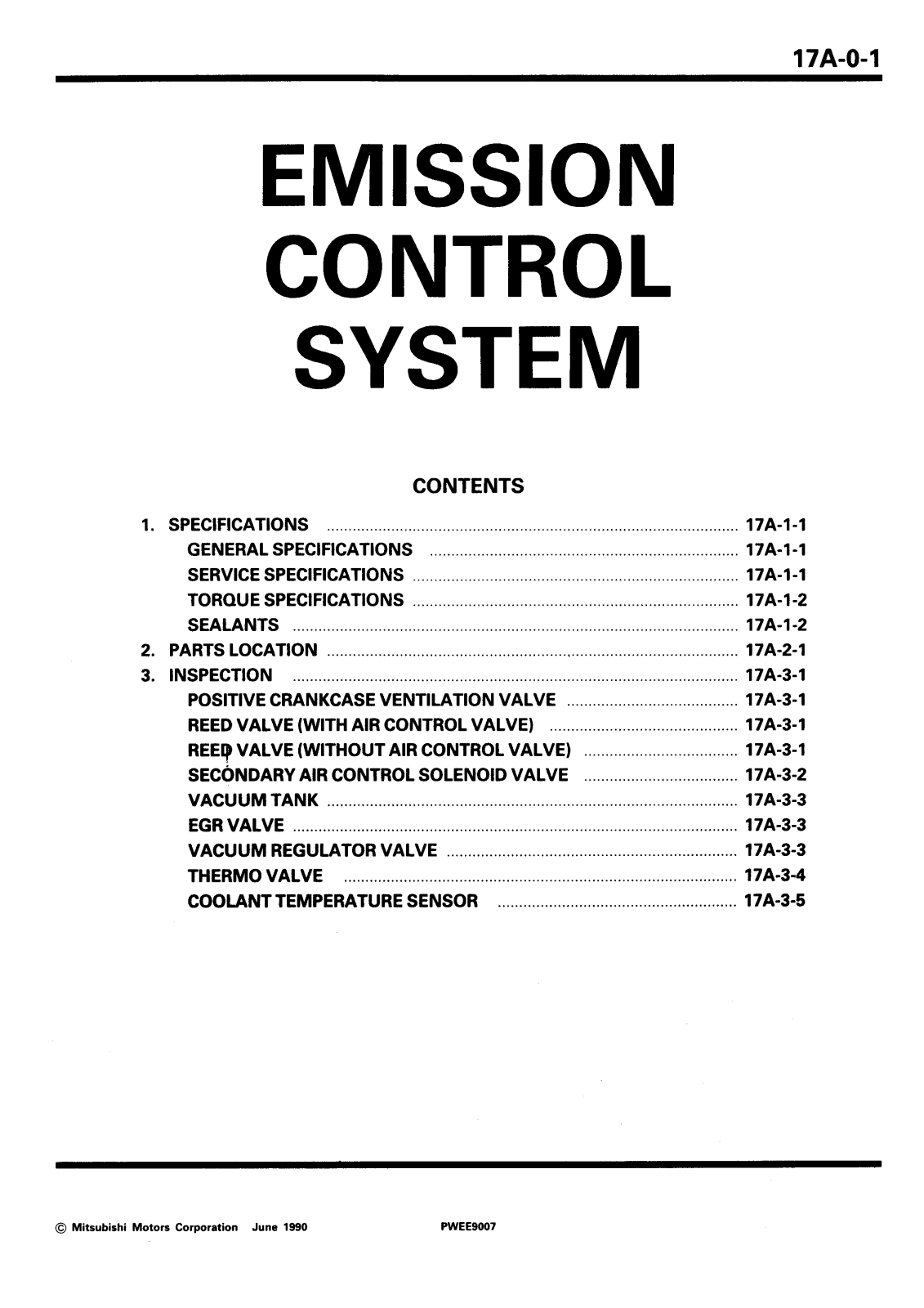 Mitsubishi Emission Control System Service Manual