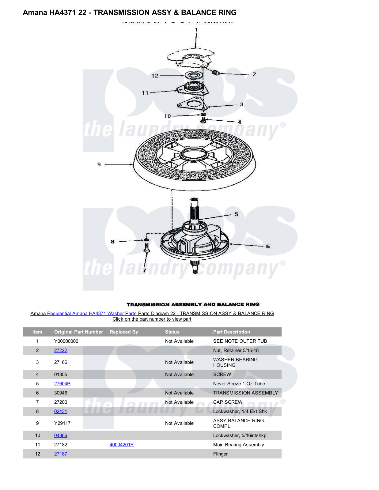 Amana HA4371 Parts Diagram