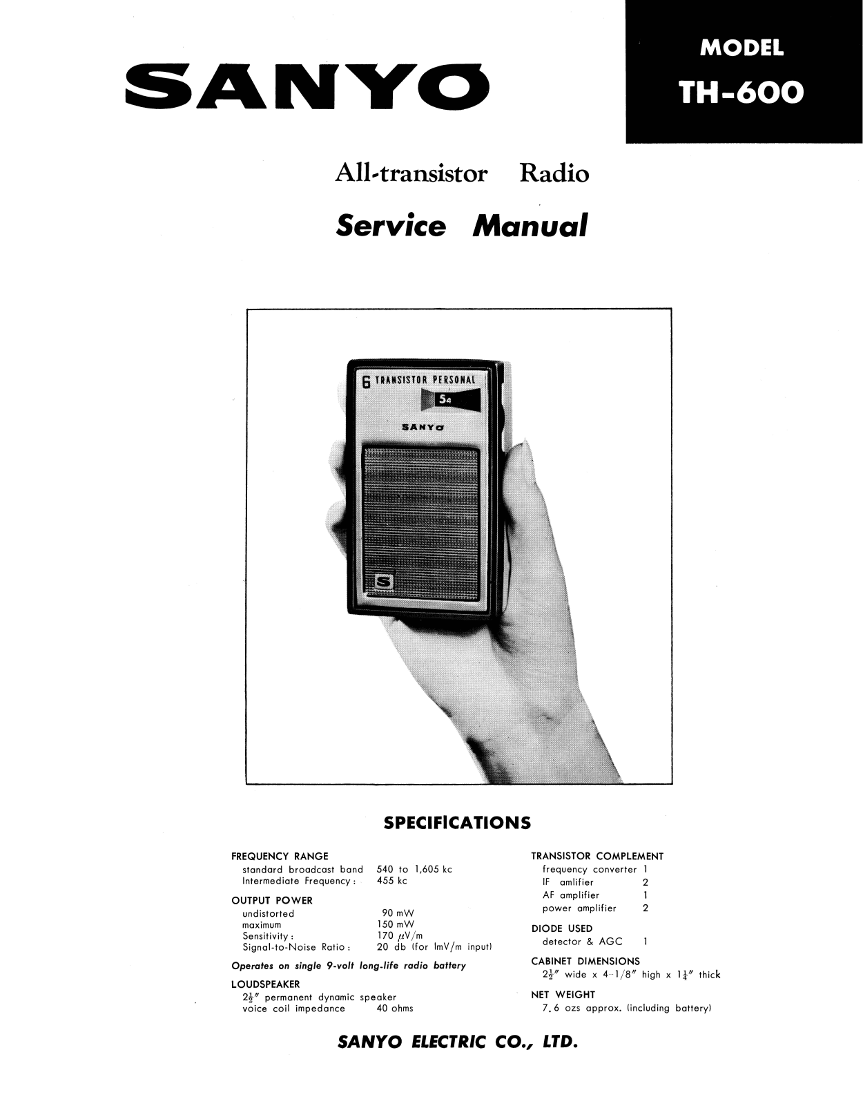 SANYO TH-600 SERVICE MANUAL