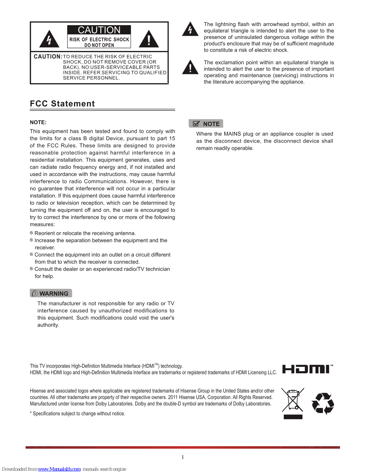 Hisense LTDN46V86US User Manual