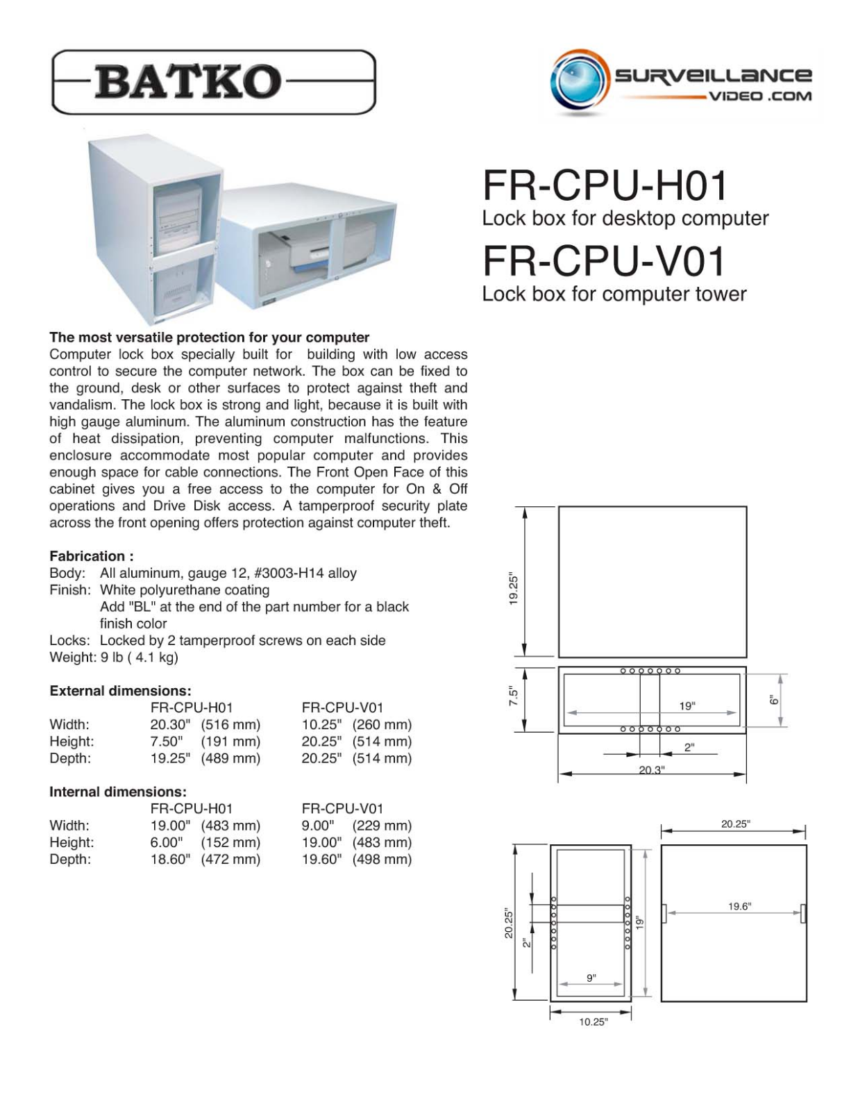 Batko FR-CPU-H01 Specsheet