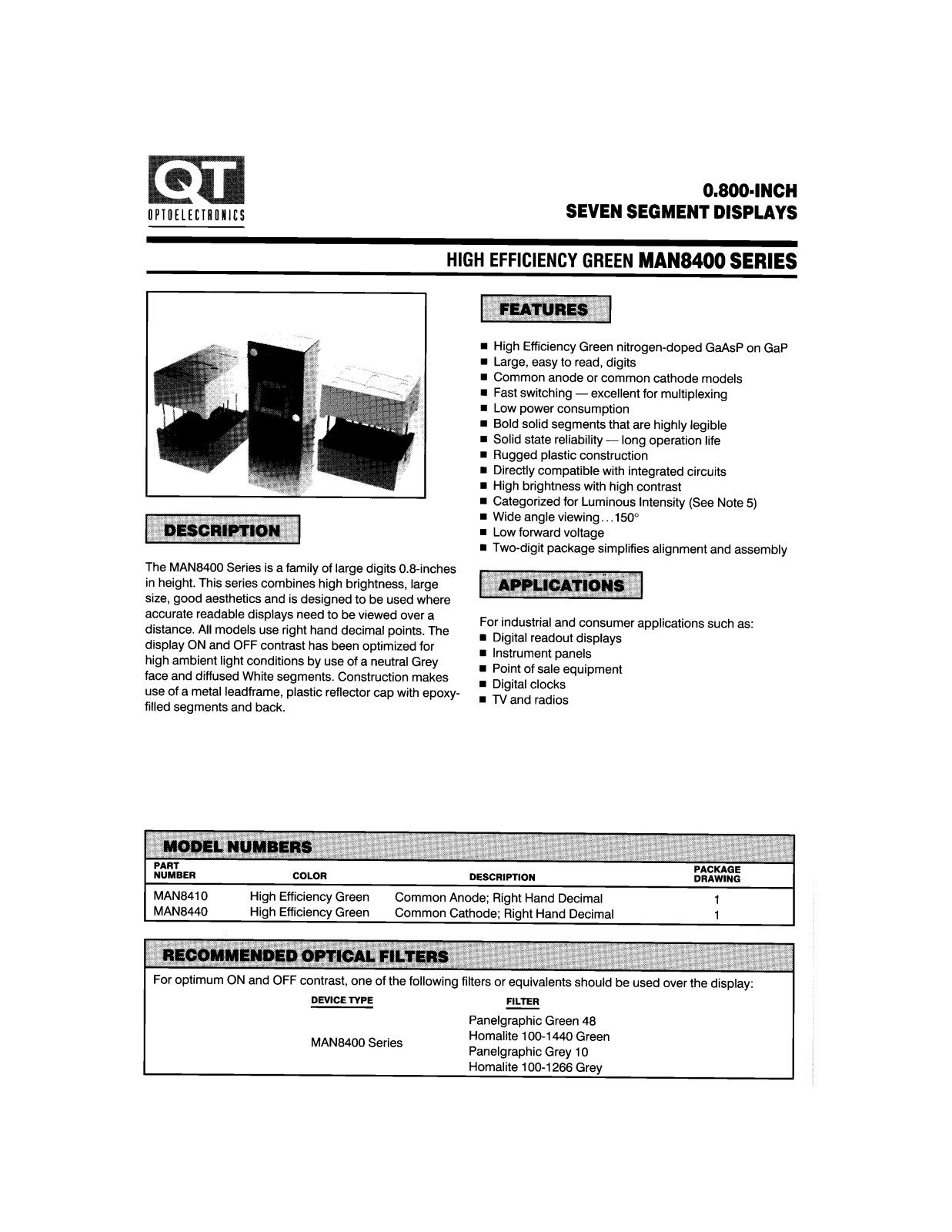 QT MAN8410, MAN8440 Datasheet