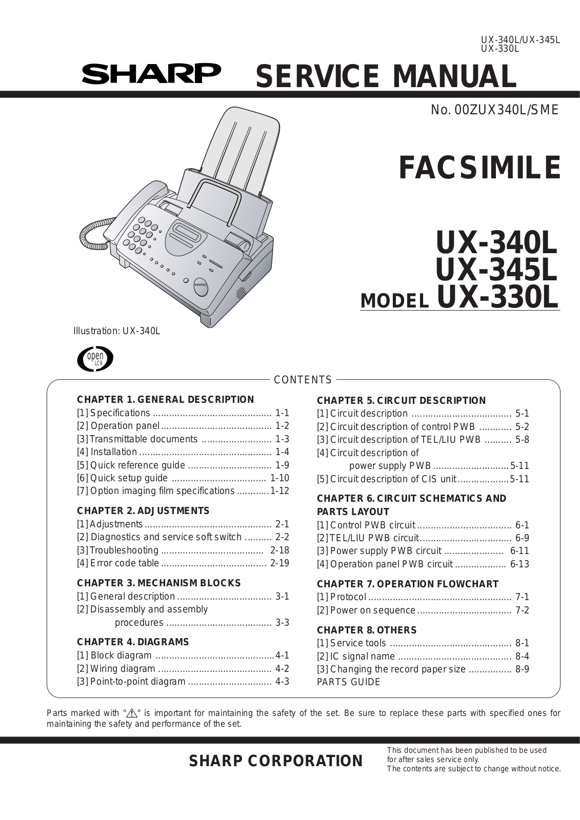 Sharp UX-345L, UX-340L, UX-330L User Manual