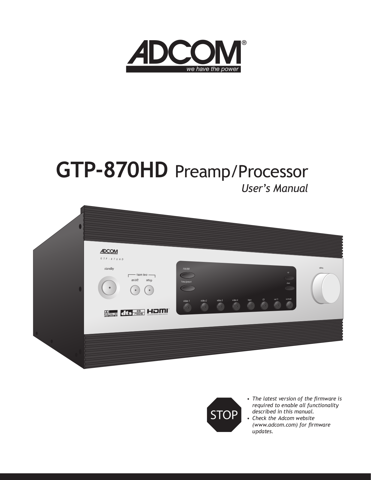 Adcom GTP-870HD User Manual