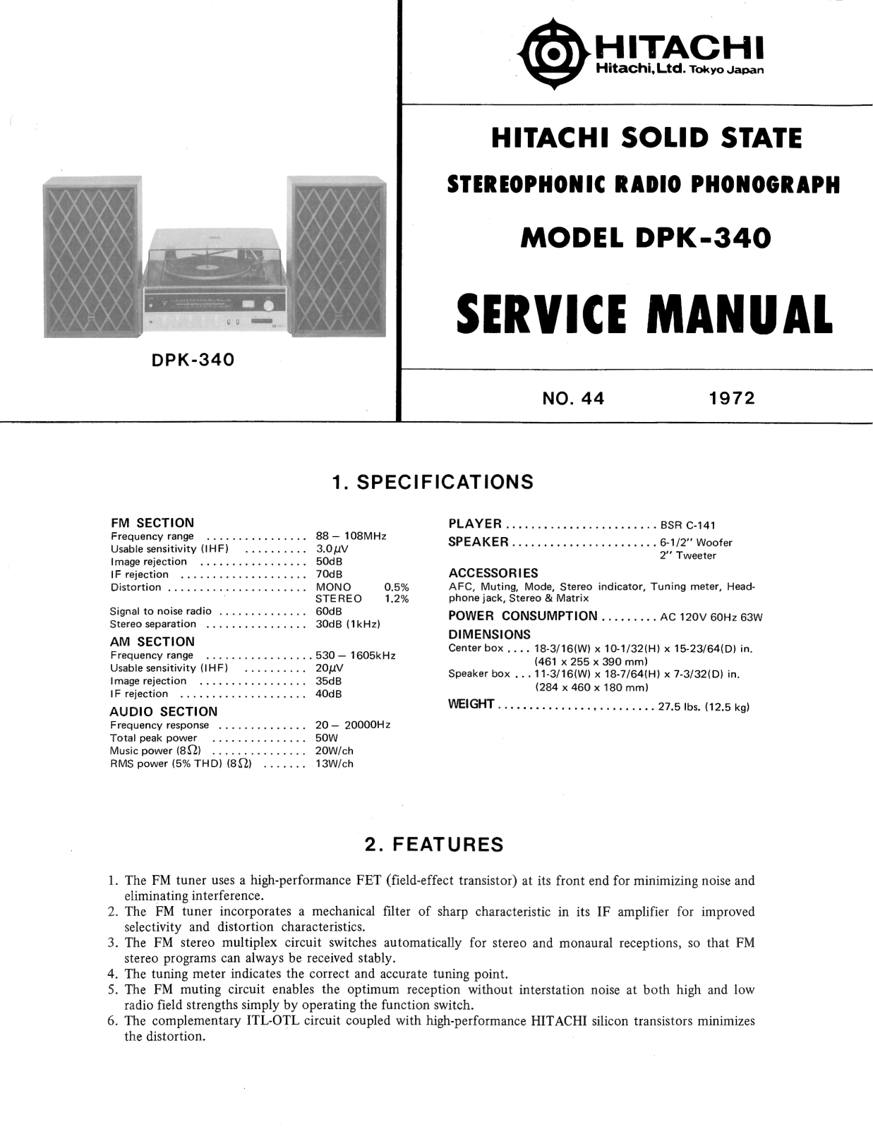 Hitachi DPK-340 Service Manual