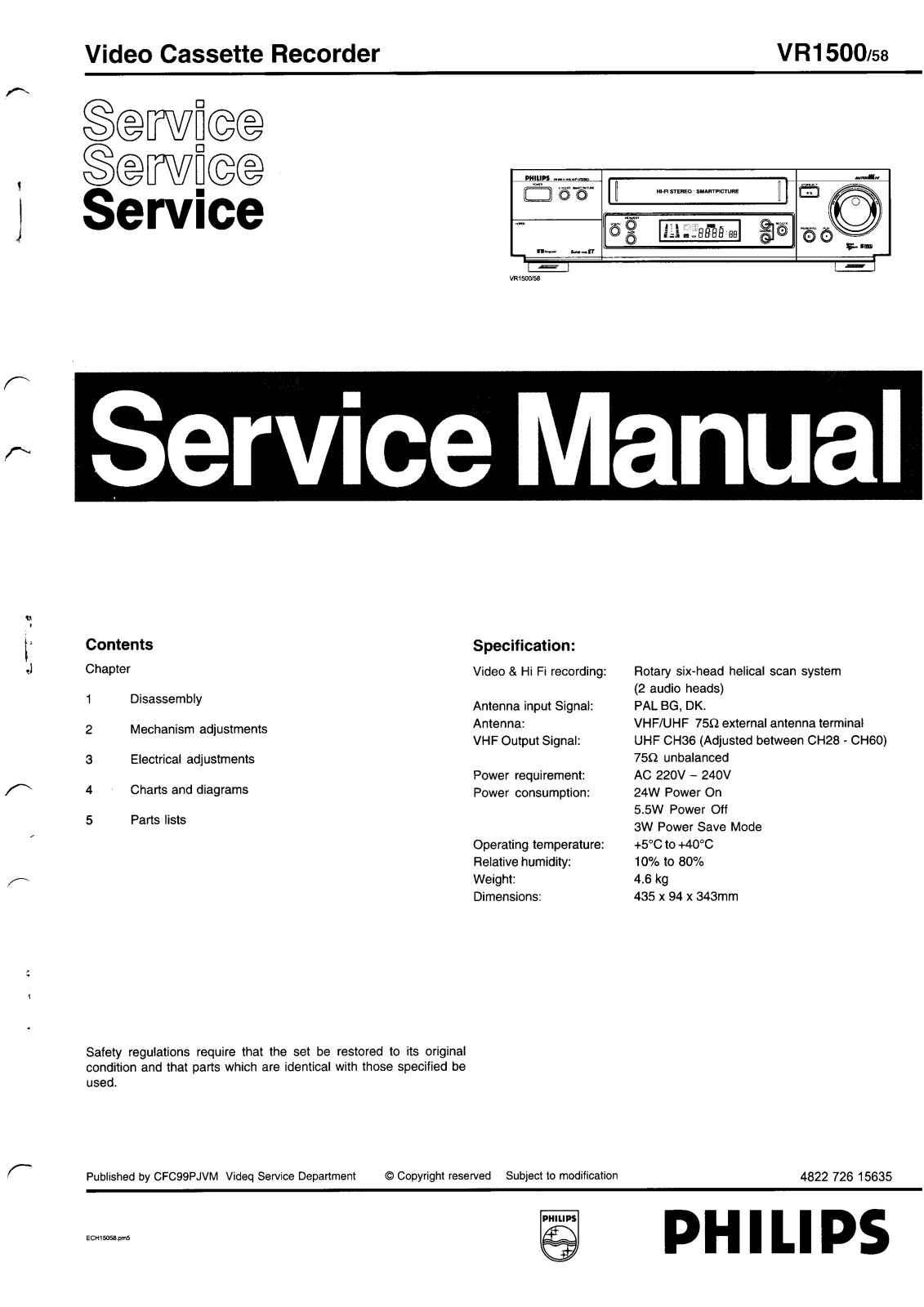 Philips VR1500 Service Manual