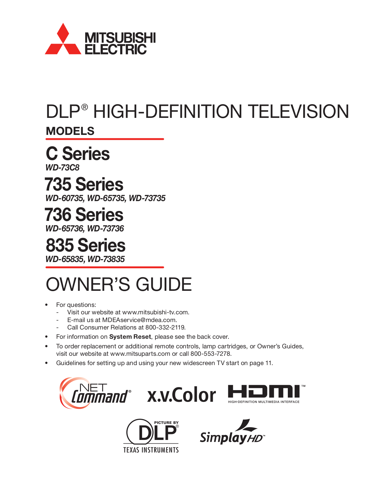 Melco WD-65736 User Manual