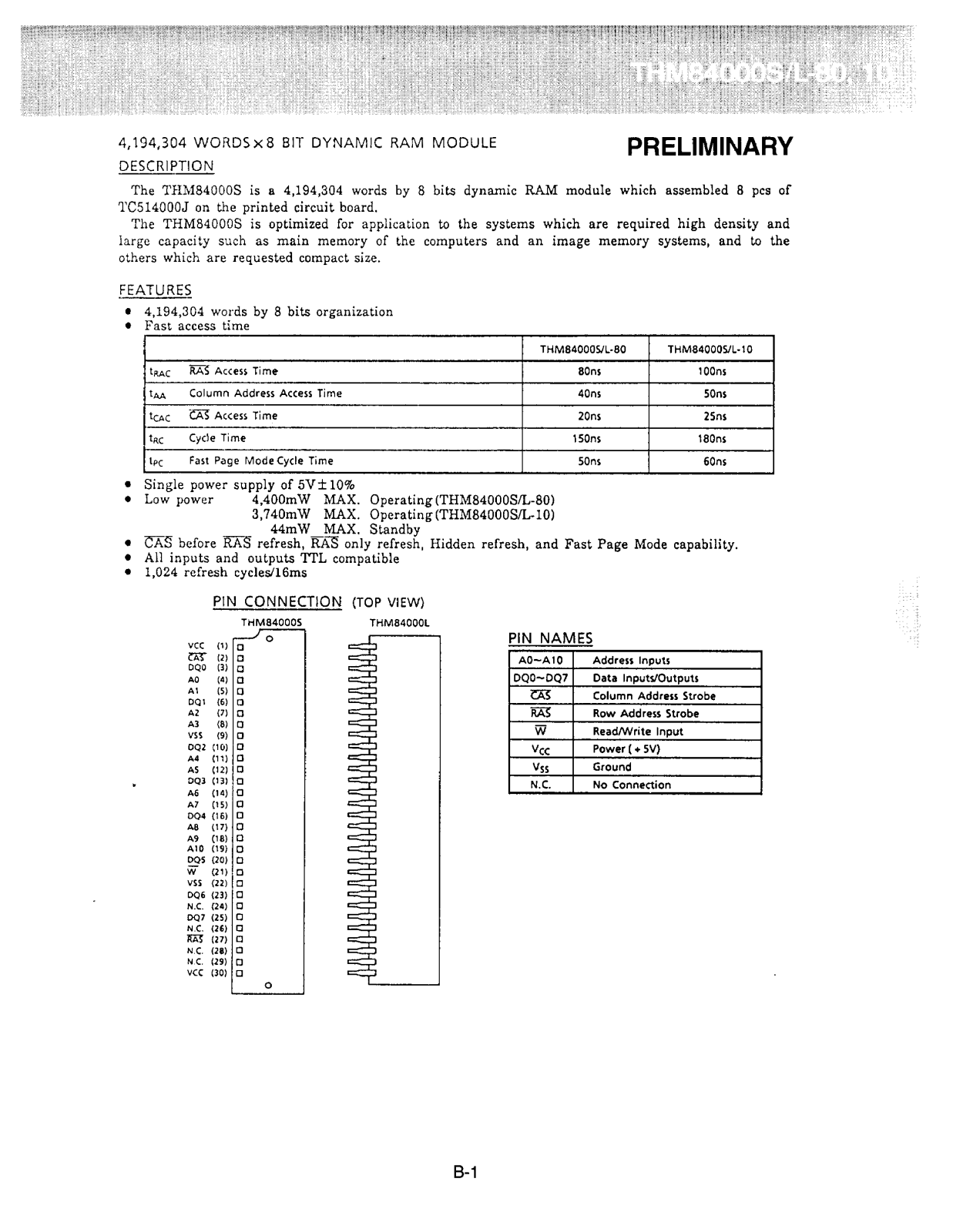 Toshiba THM84000S-10 Datasheet