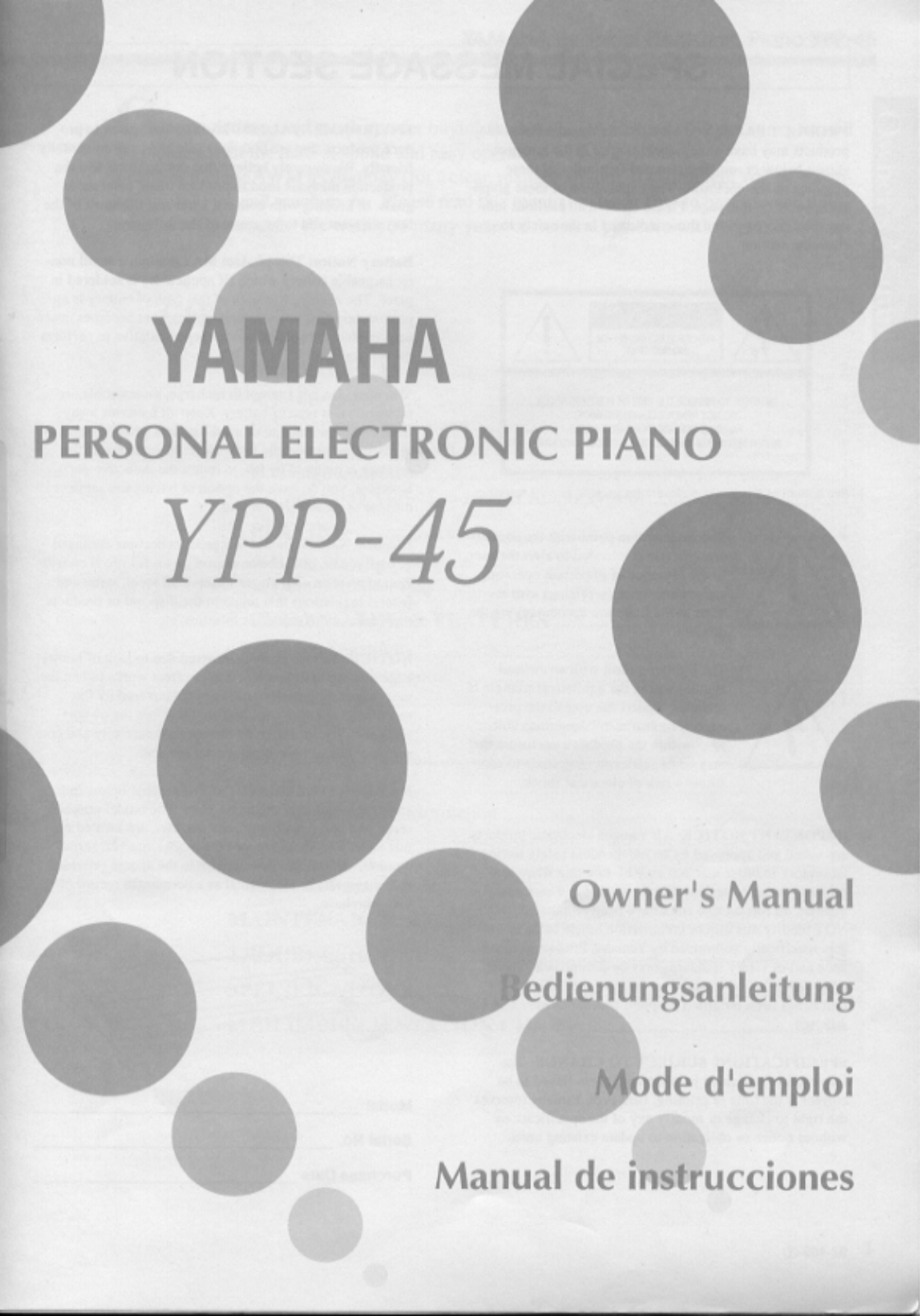 Yamaha YPP45E, YPP-45 User Manual