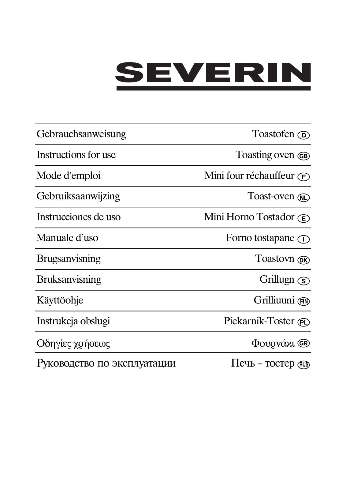 Severin TO 2034 User Manual