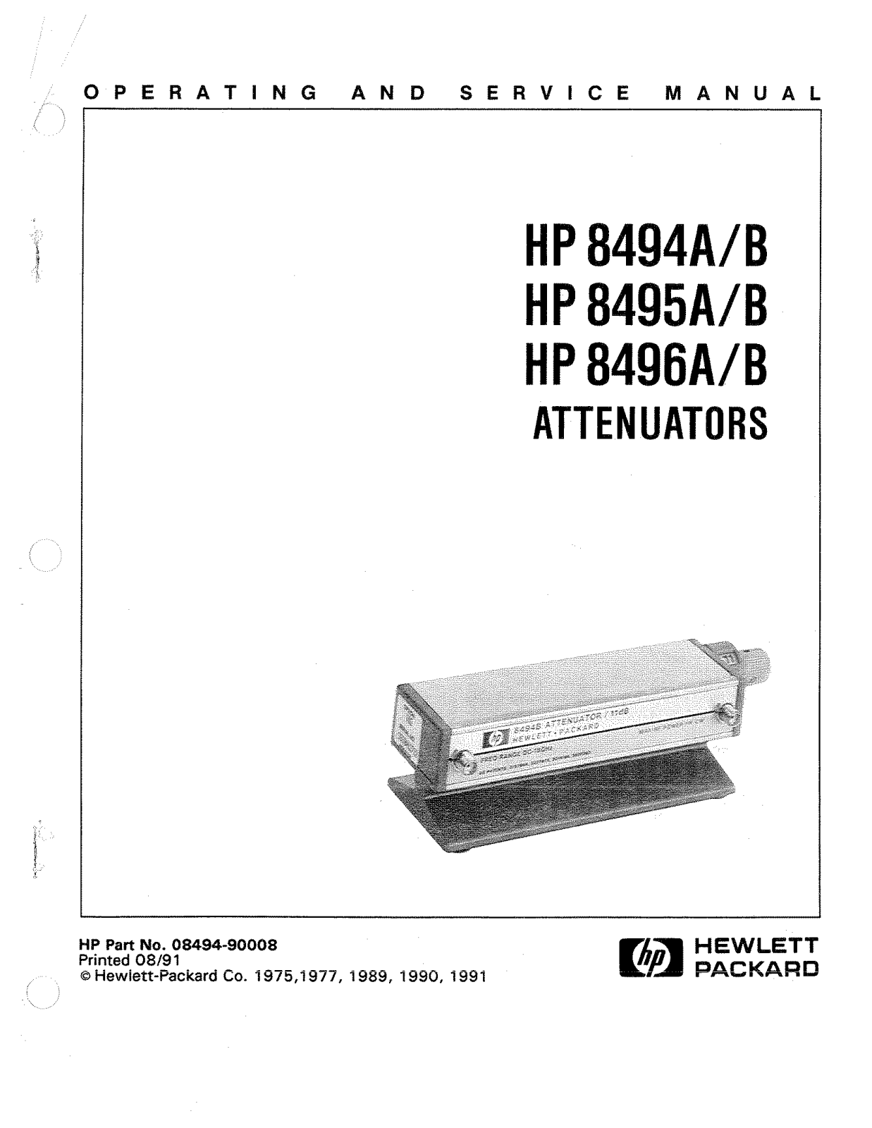 HP (Hewlett-Packard) 8496A, 8495A, 8494A User Manual