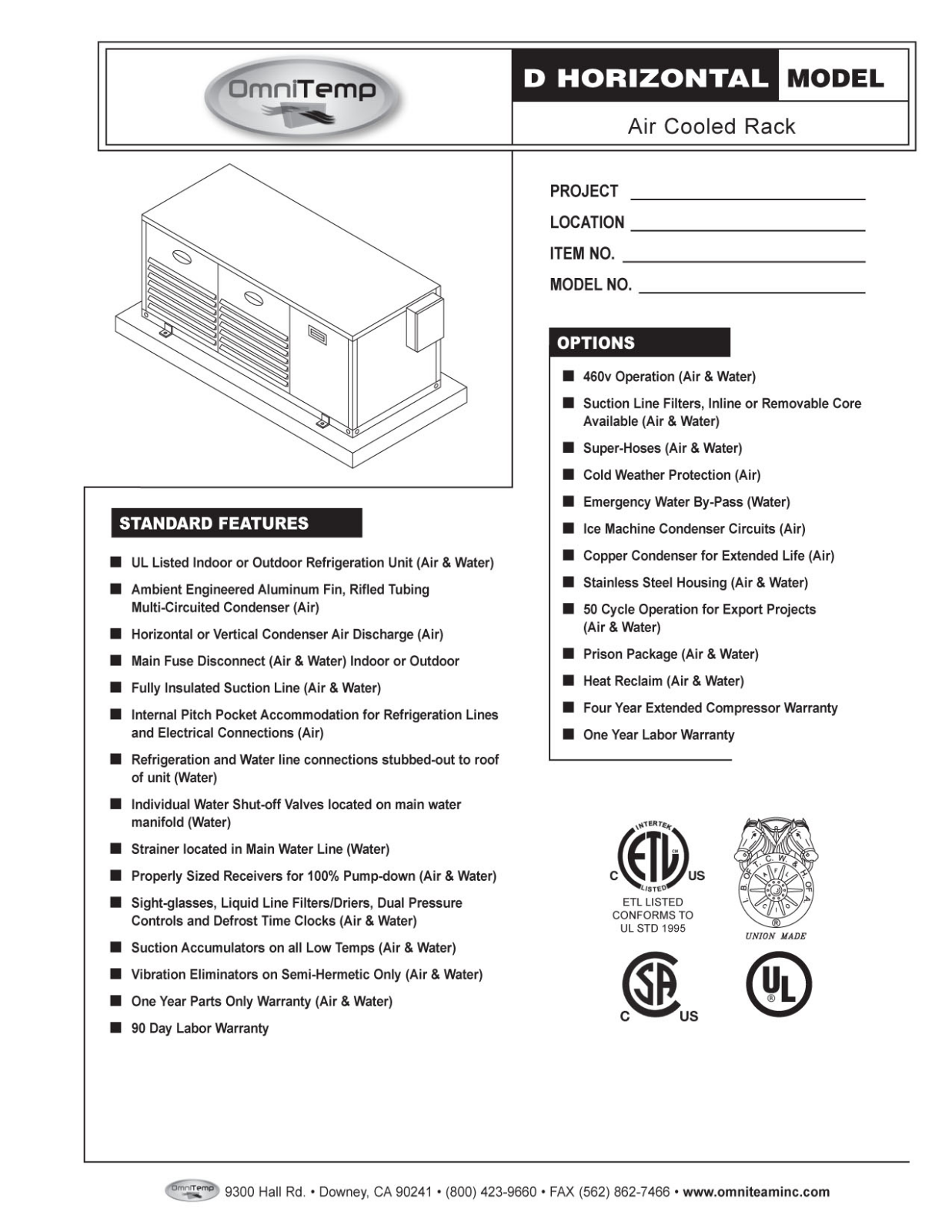 Omnitemp D HORIZONTAL User Manual