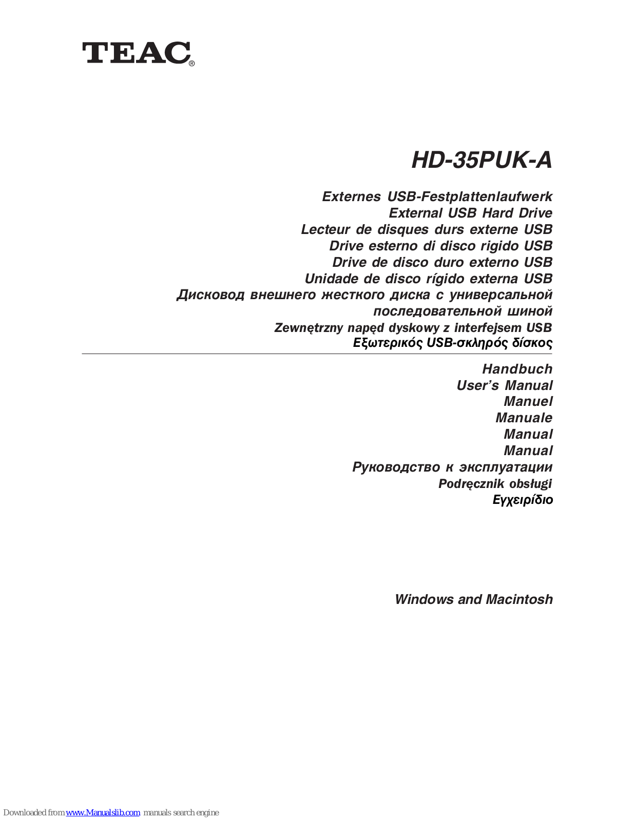 Teac HD-35PUK-A User Manual