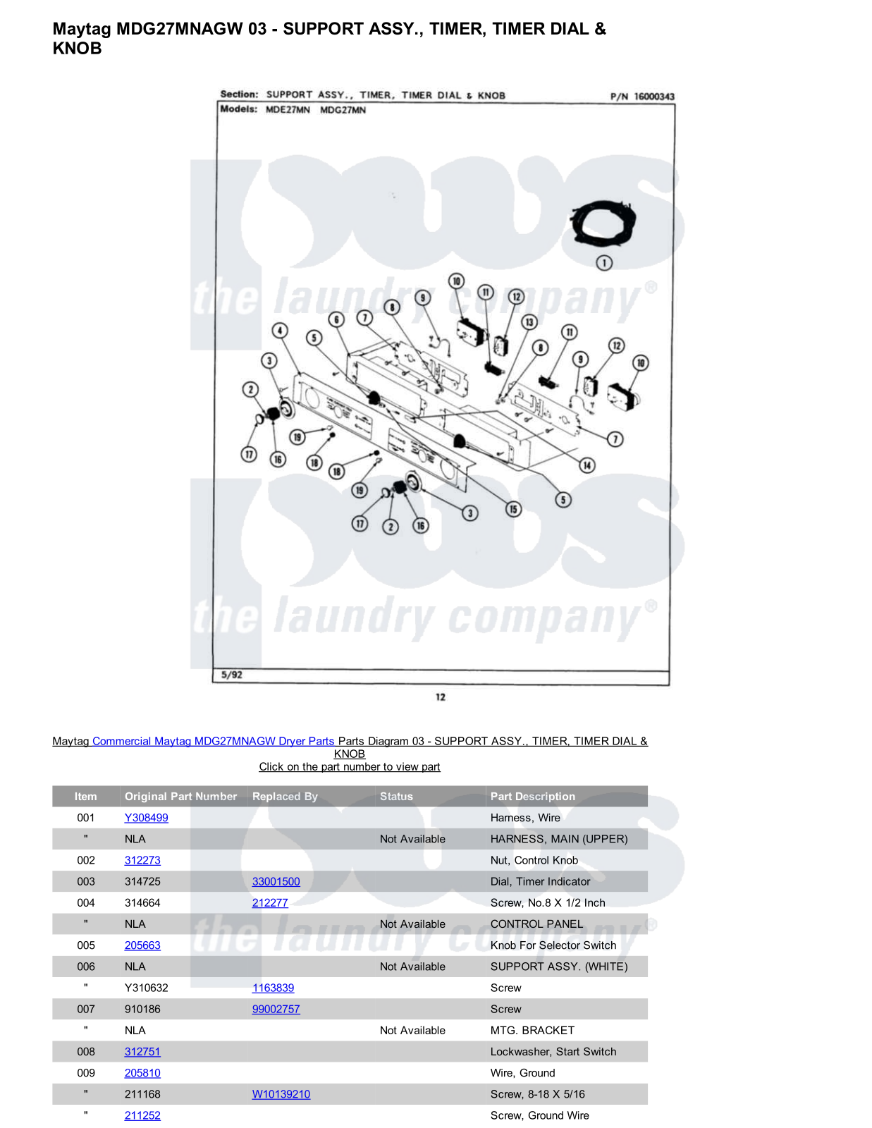 Maytag MDG27MNAGW Parts Diagram