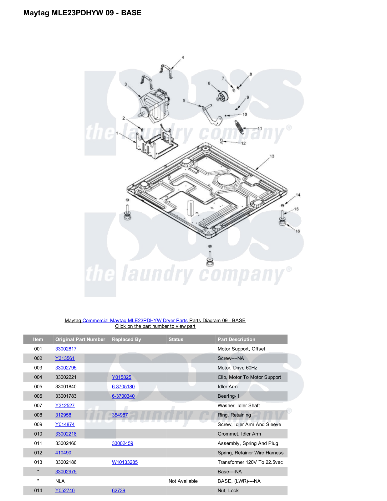 Maytag MLE23PDHYW Parts Diagram