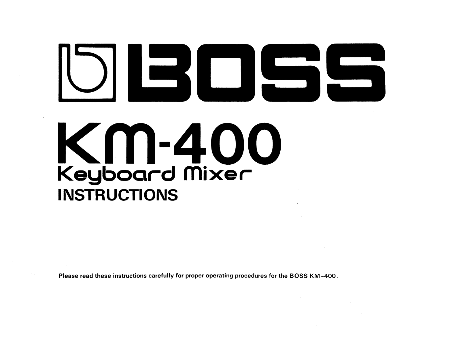 Roland Corporation KM-400 Owner's Manual