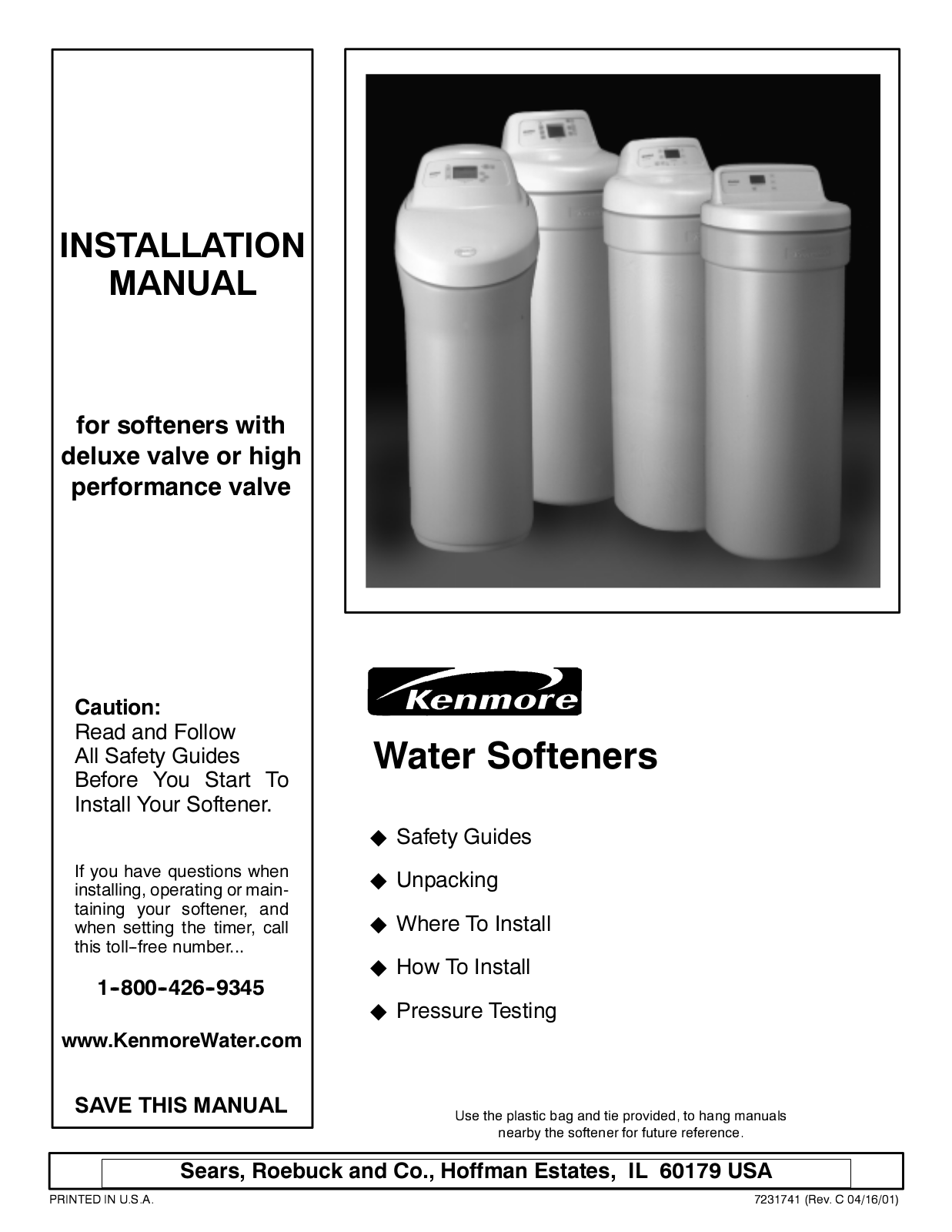 Kenmore DELUXE-VALVE-SOFTENER User Manual