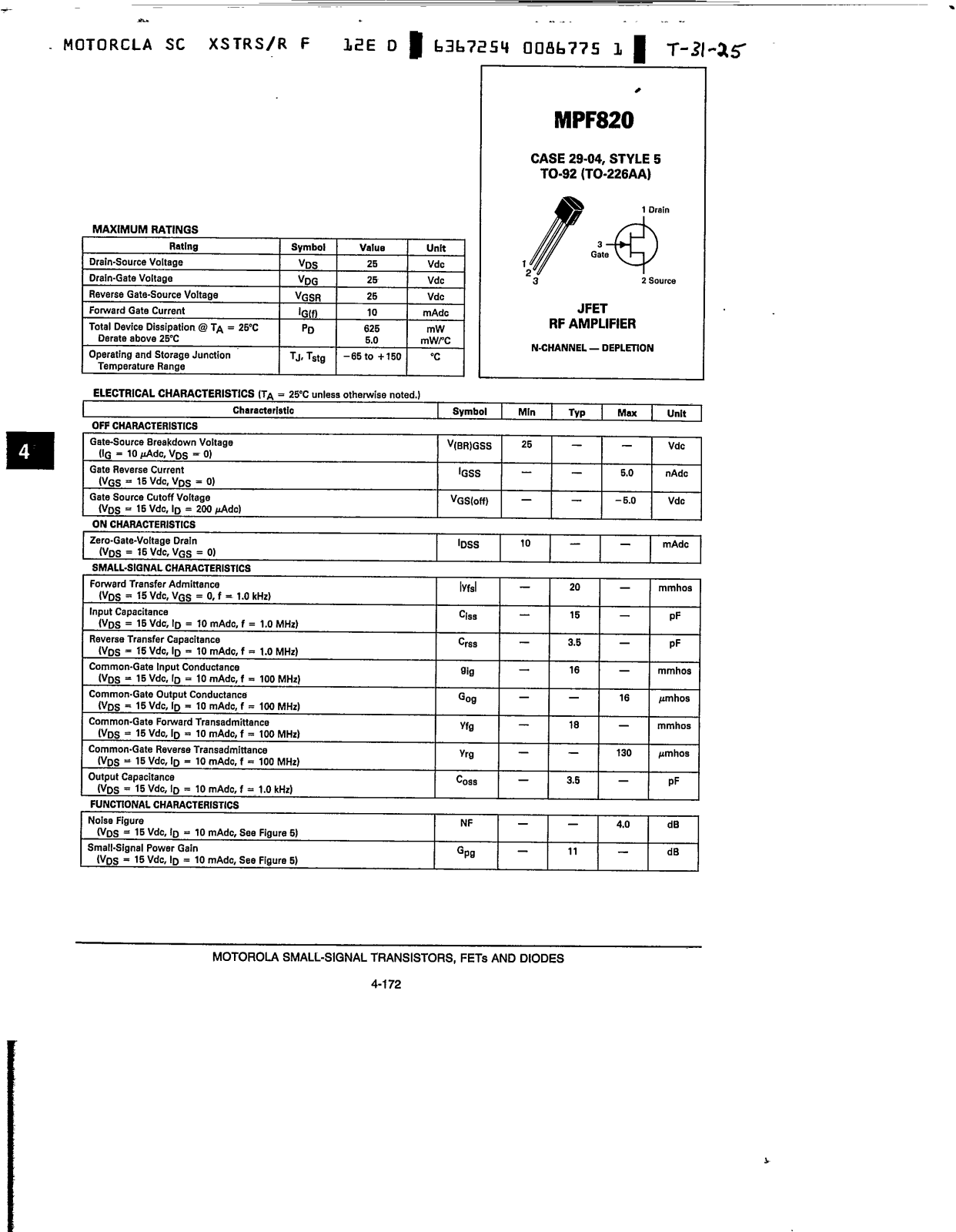 Motorola MPF820 Datasheet