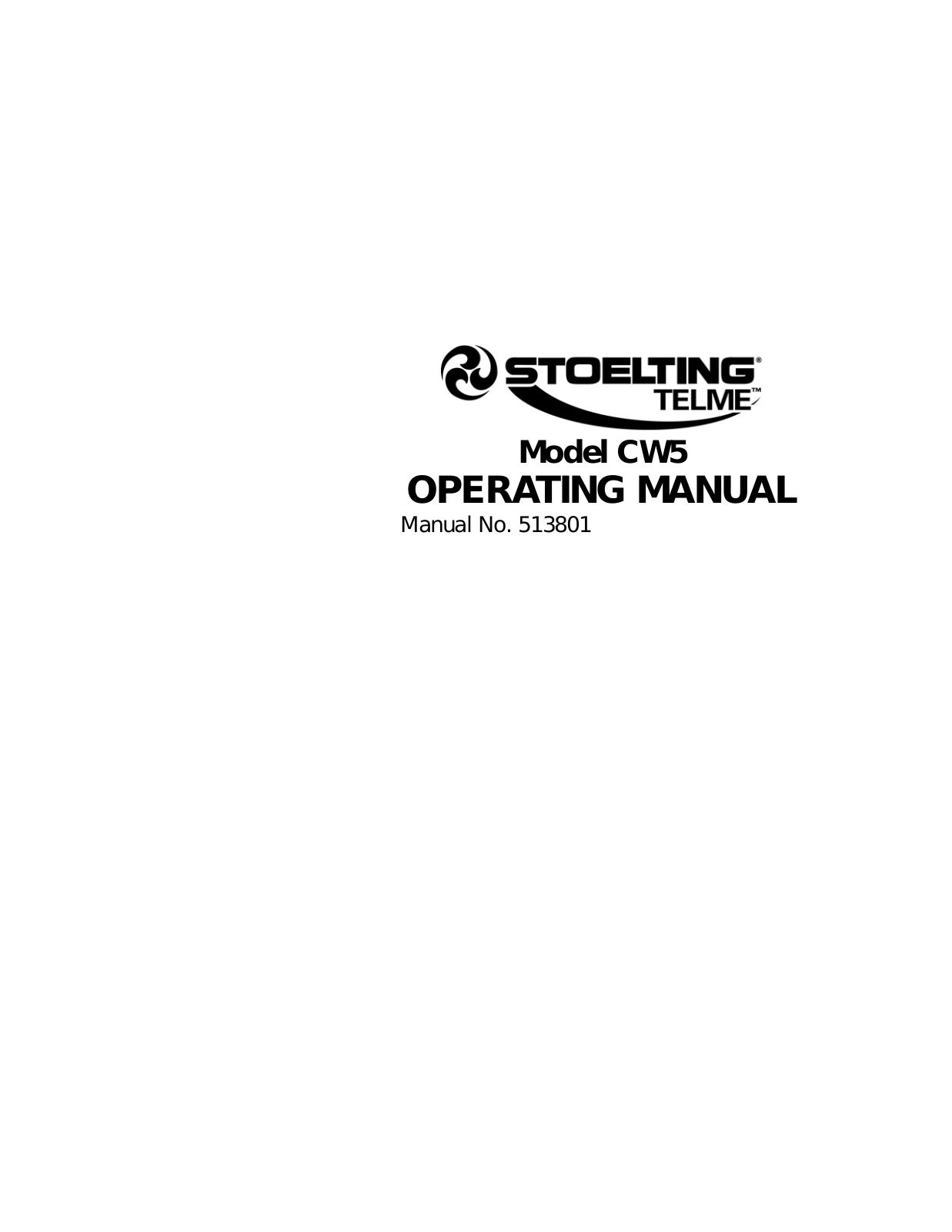 Stoelting CW5 Installation  Manual