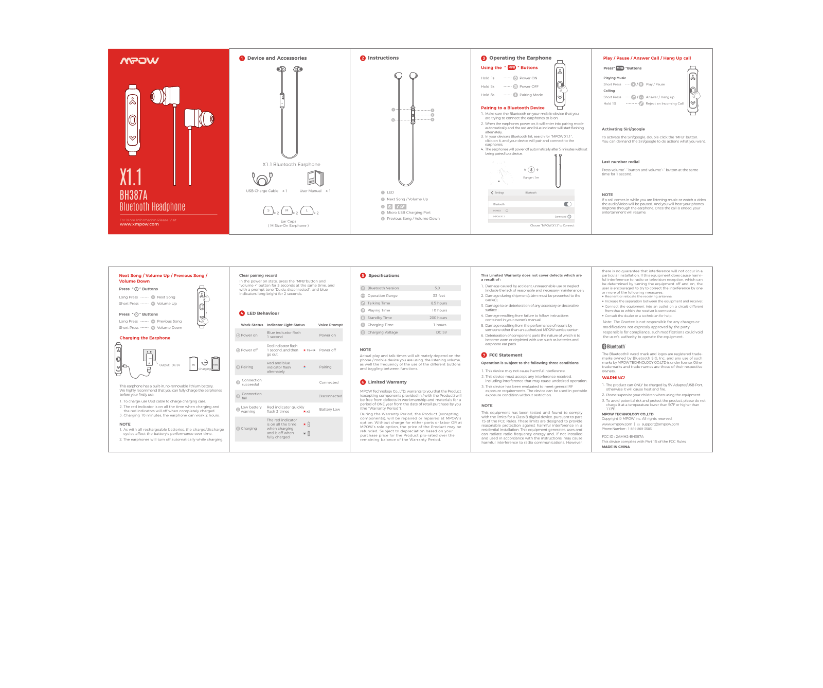 MPOW TECHNOLOGY BH387A User Manual