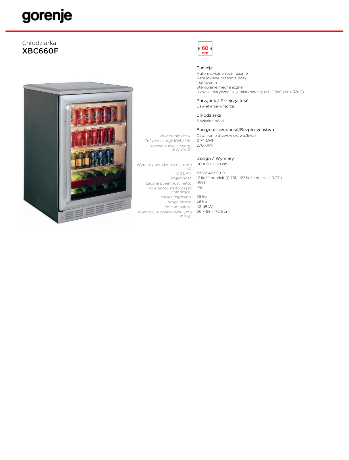 Gorenje XBC660F DATASHEET